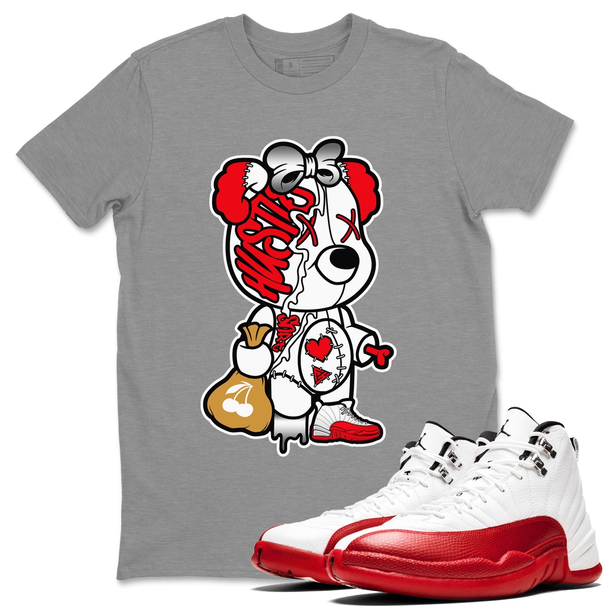 Stitched Hustle Bear Unisex Tops - Air Jordan 12 Cherry