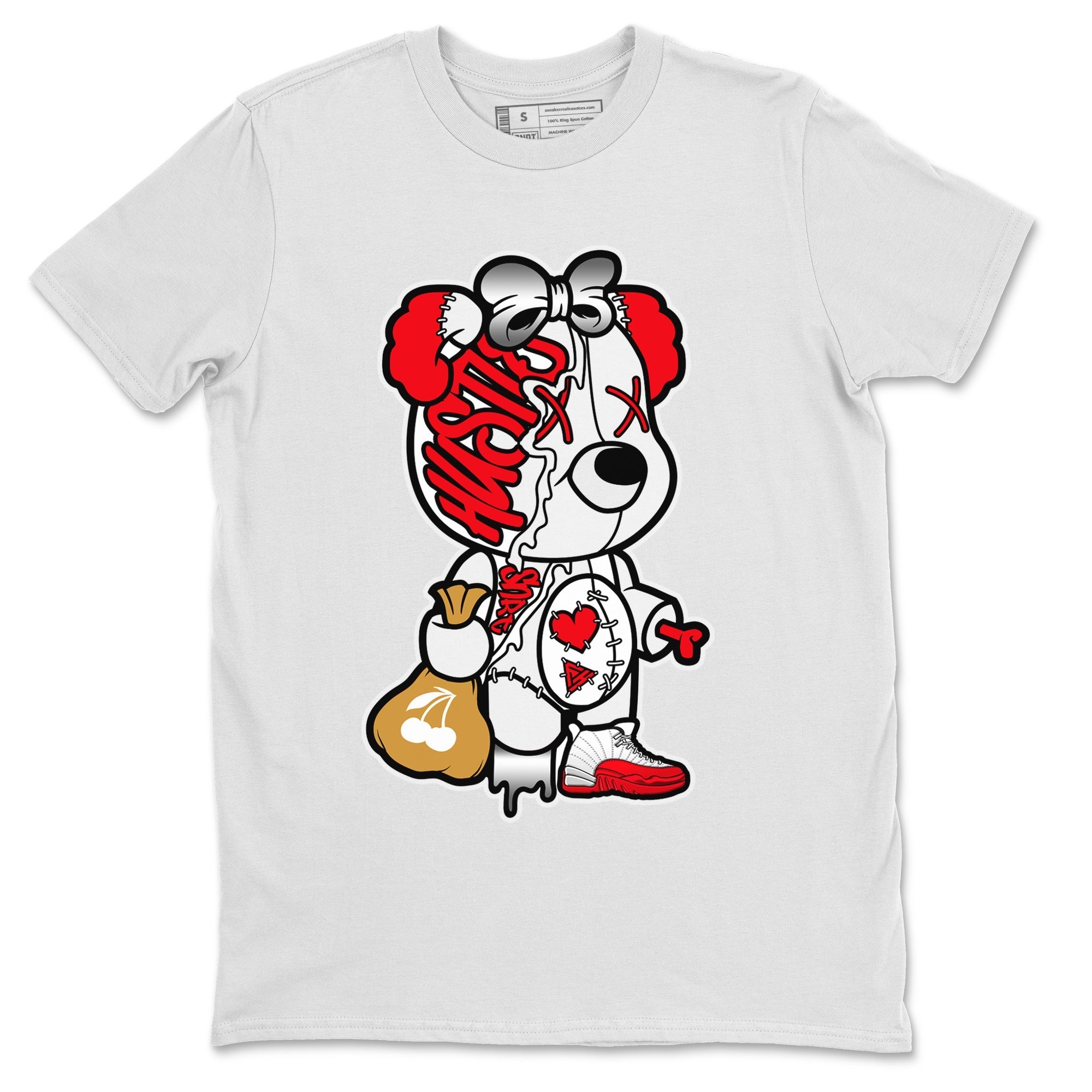 Stitched Hustle Bear Unisex Tops - Air Jordan 12 Cherry