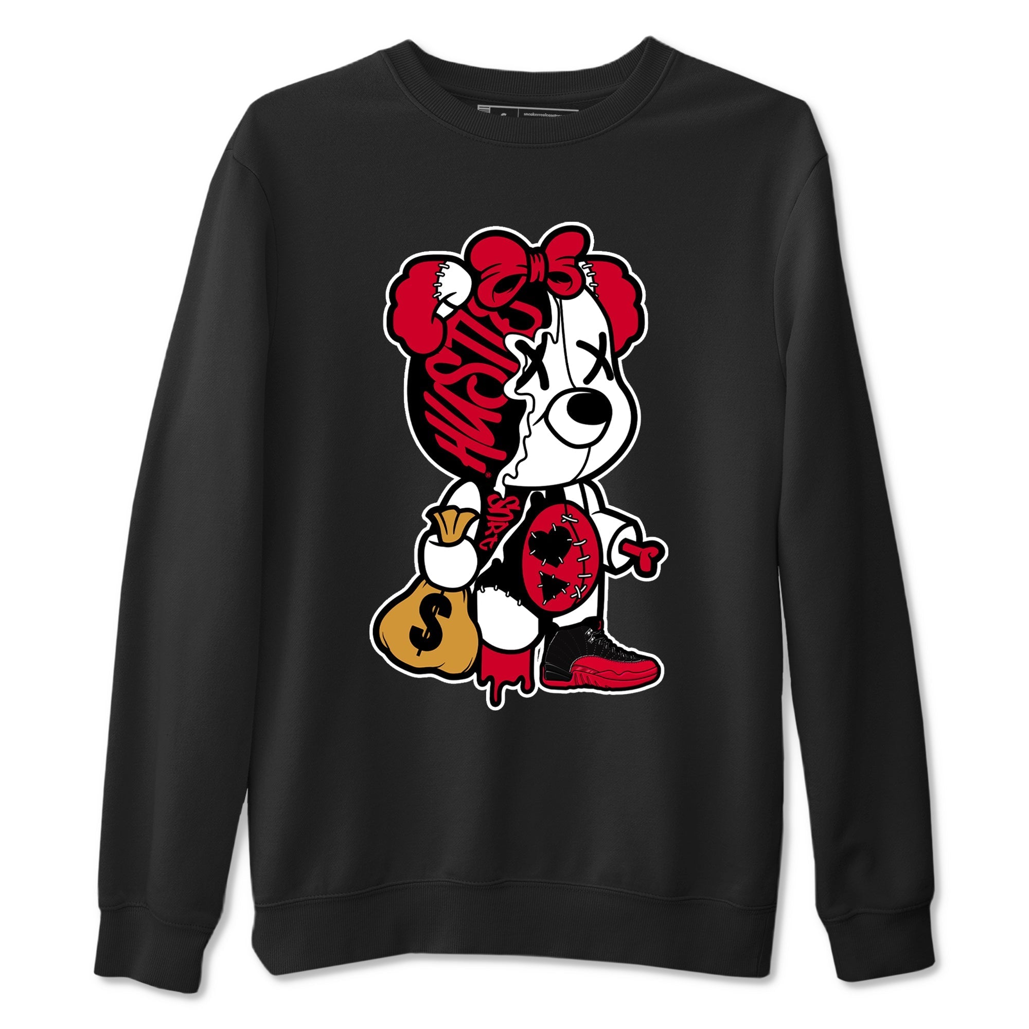 Stitched Hustle Bear snkmatch Tees - Air Jordan 12 Flu Game