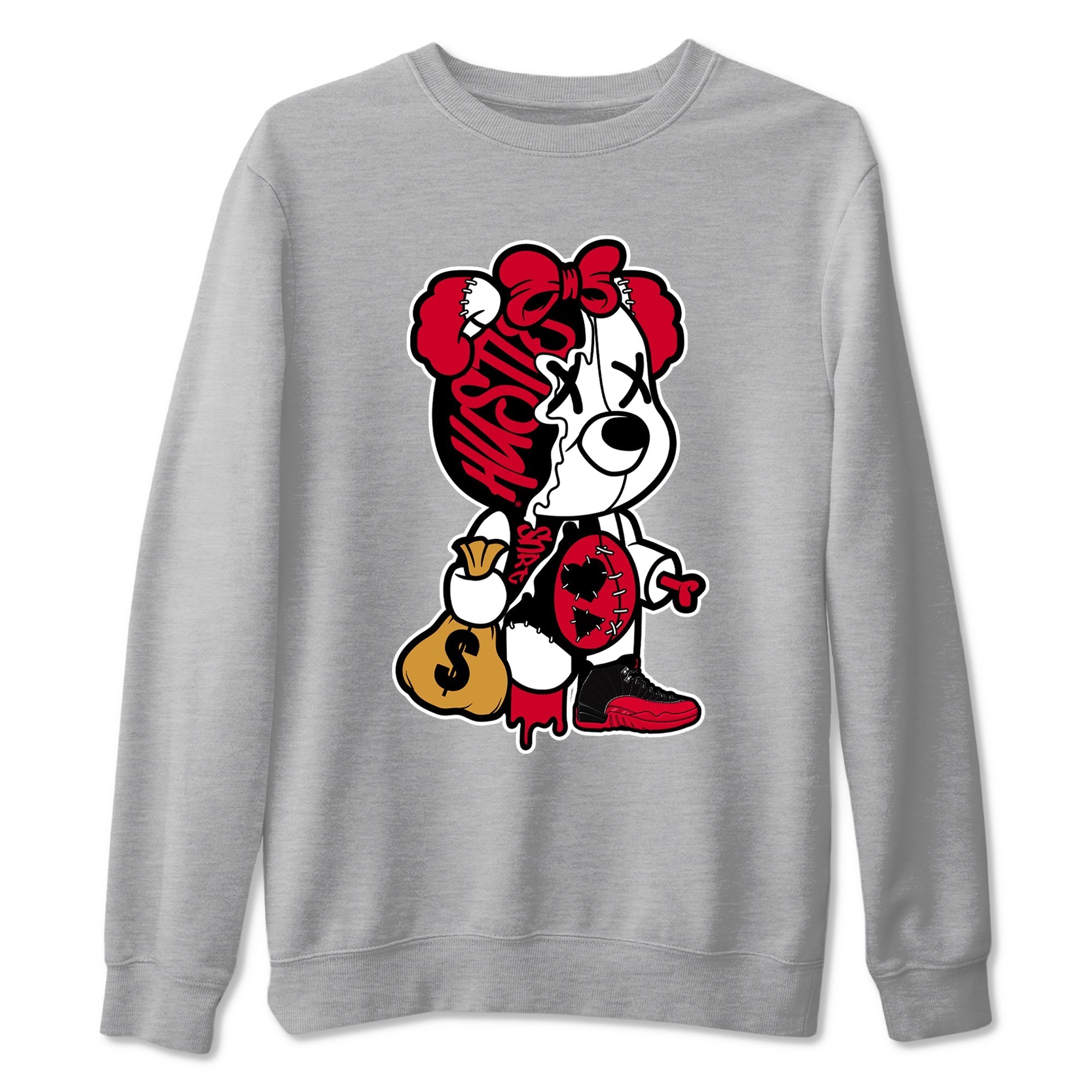 Stitched Hustle Bear snkmatch Tees - Air Jordan 12 Flu Game