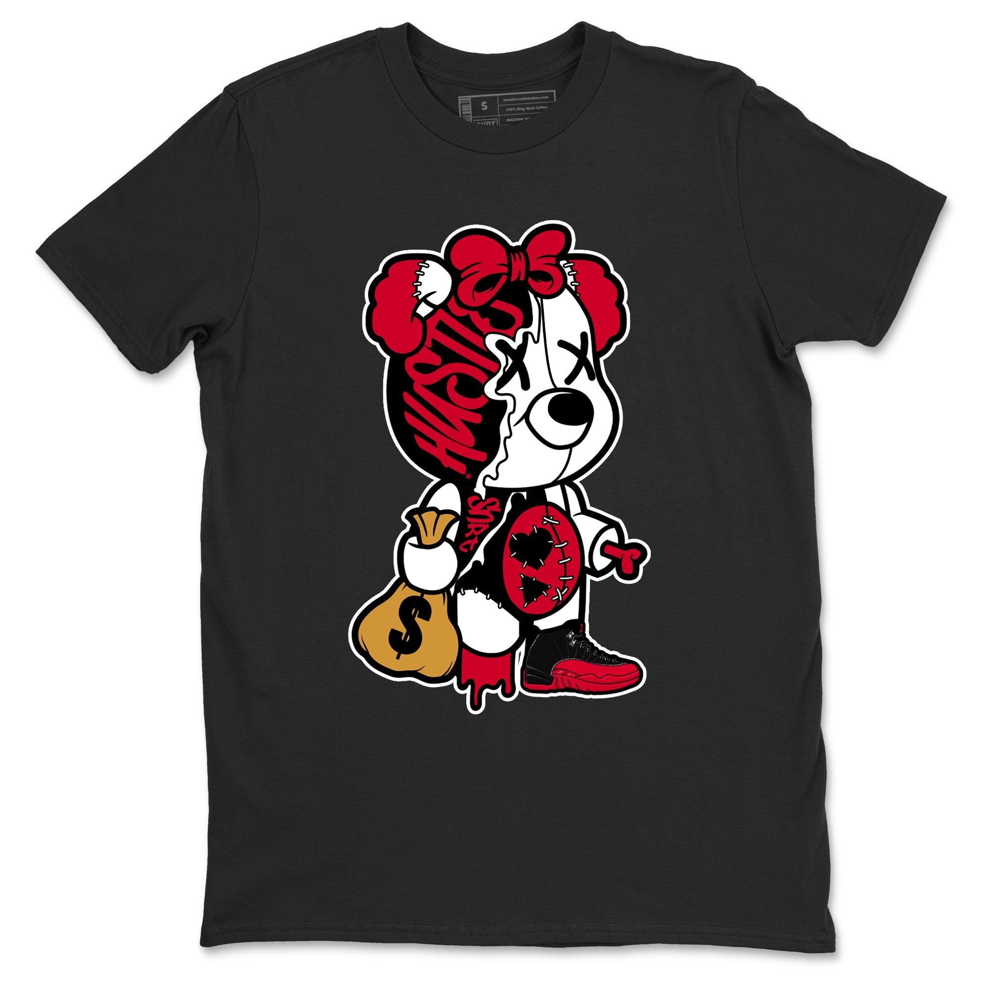 Stitched Hustle Bear snkmatch Tees - Air Jordan 12 Flu Game
