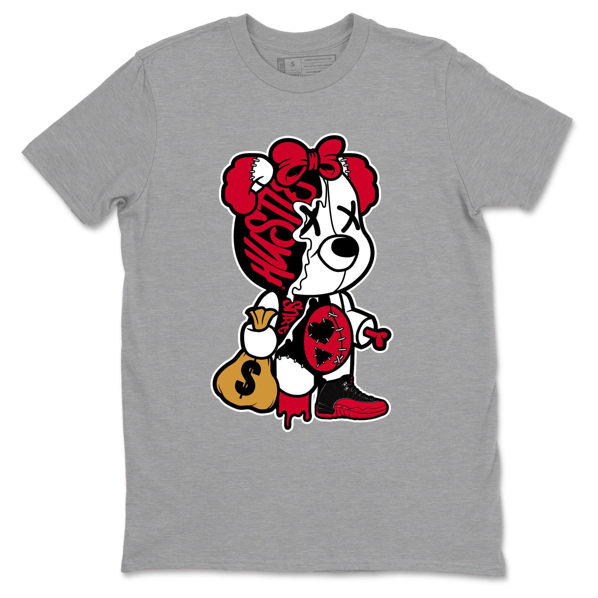 Stitched Hustle Bear snkmatch Tees - Air Jordan 12 Flu Game