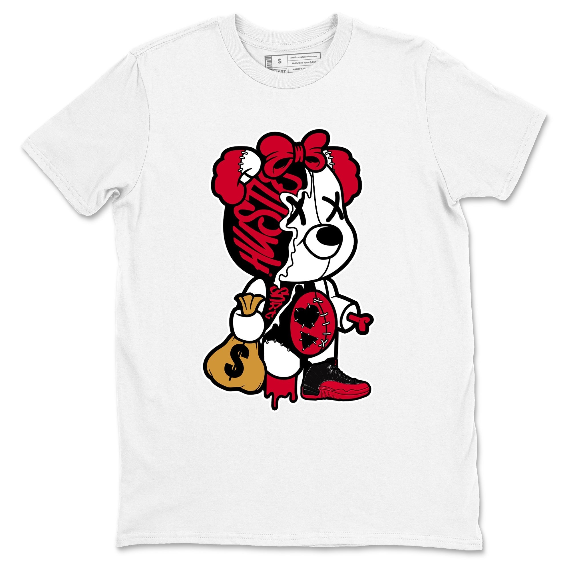 Stitched Hustle Bear snkmatch Tees - Air Jordan 12 Flu Game