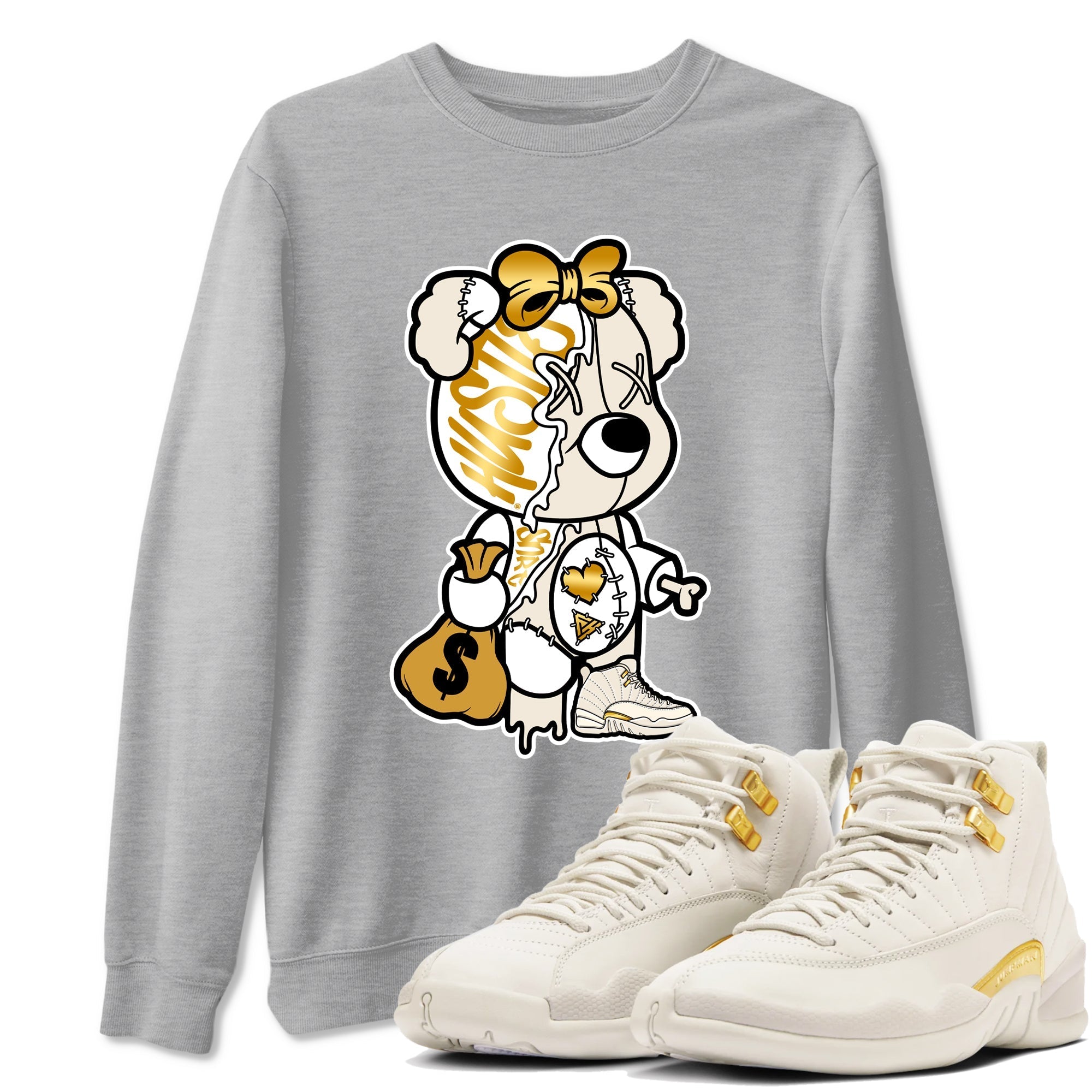 Stitched Hustle Bear snkmatch Tees - Air Jordan 12 Phantom