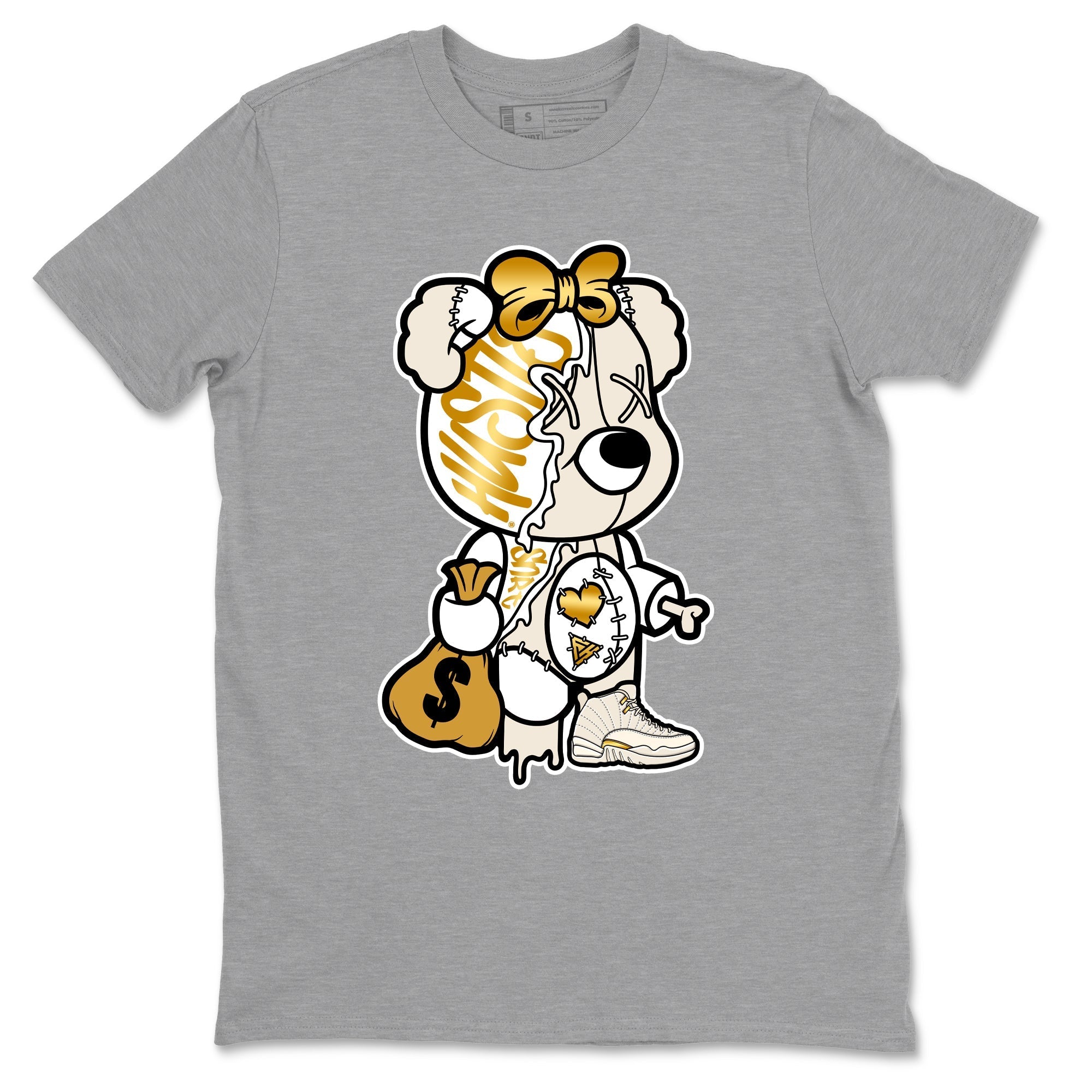 Stitched Hustle Bear snkmatch Tees - Air Jordan 12 Phantom