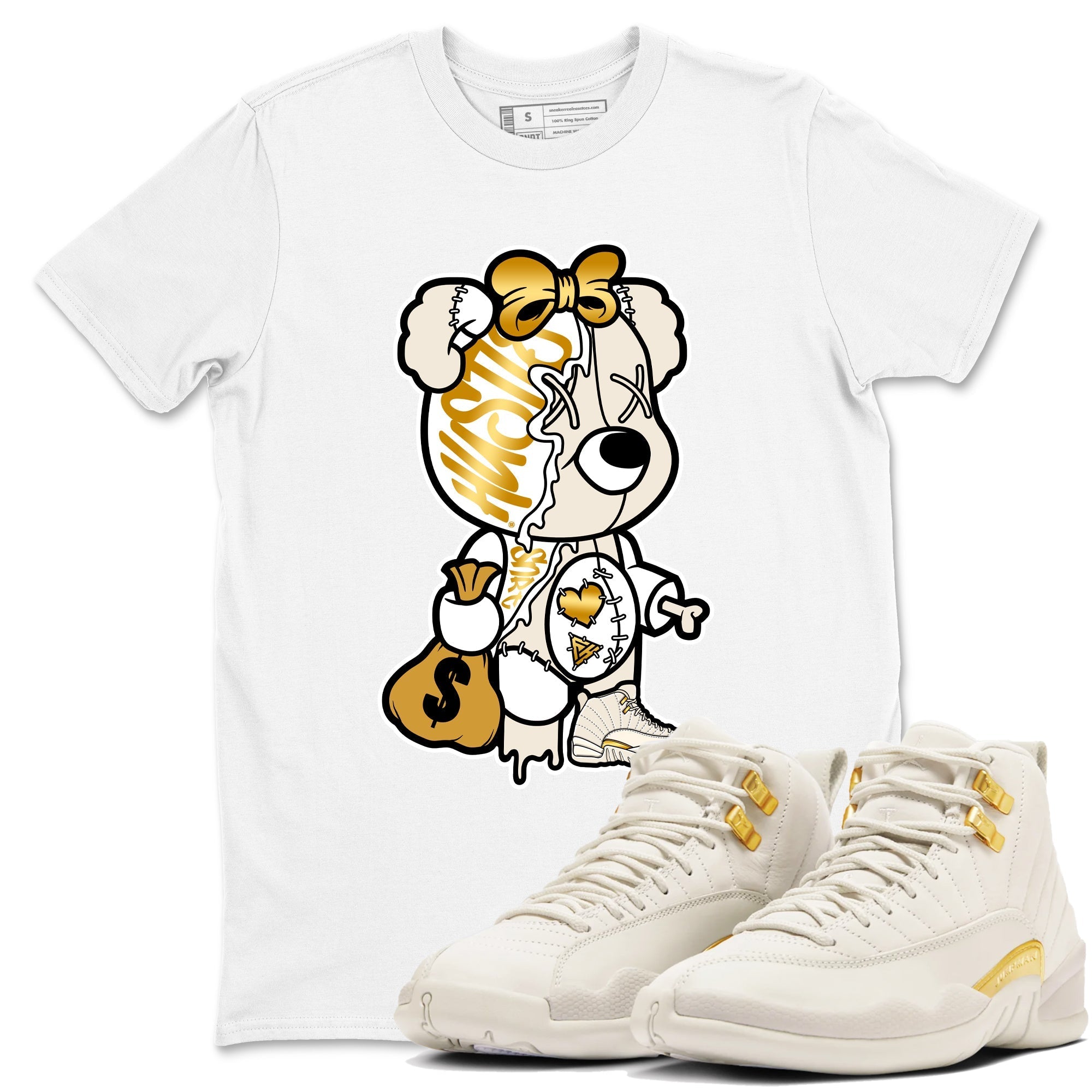 Stitched Hustle Bear snkmatch Tees - Air Jordan 12 Phantom