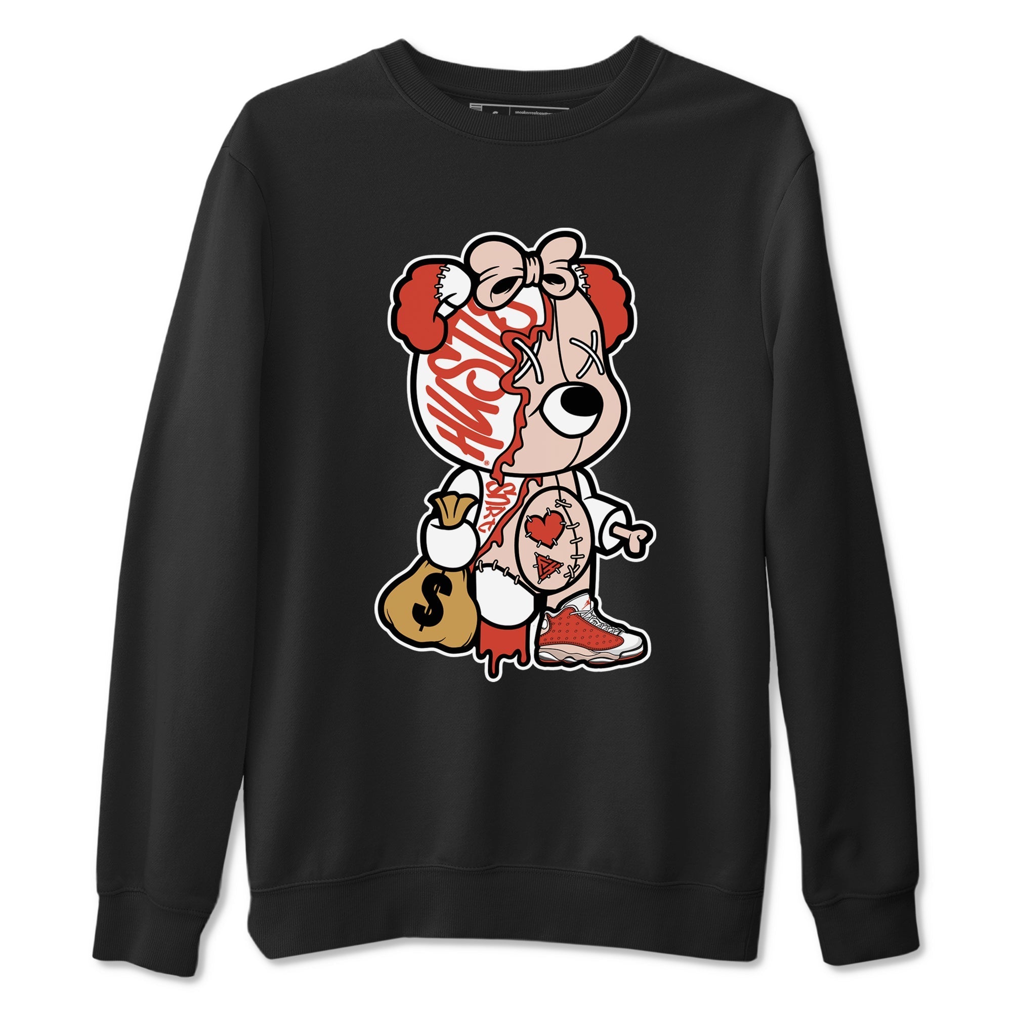 Stitched Hustle Bear snkmatch Tees - Air Jordan 13 Dune Red