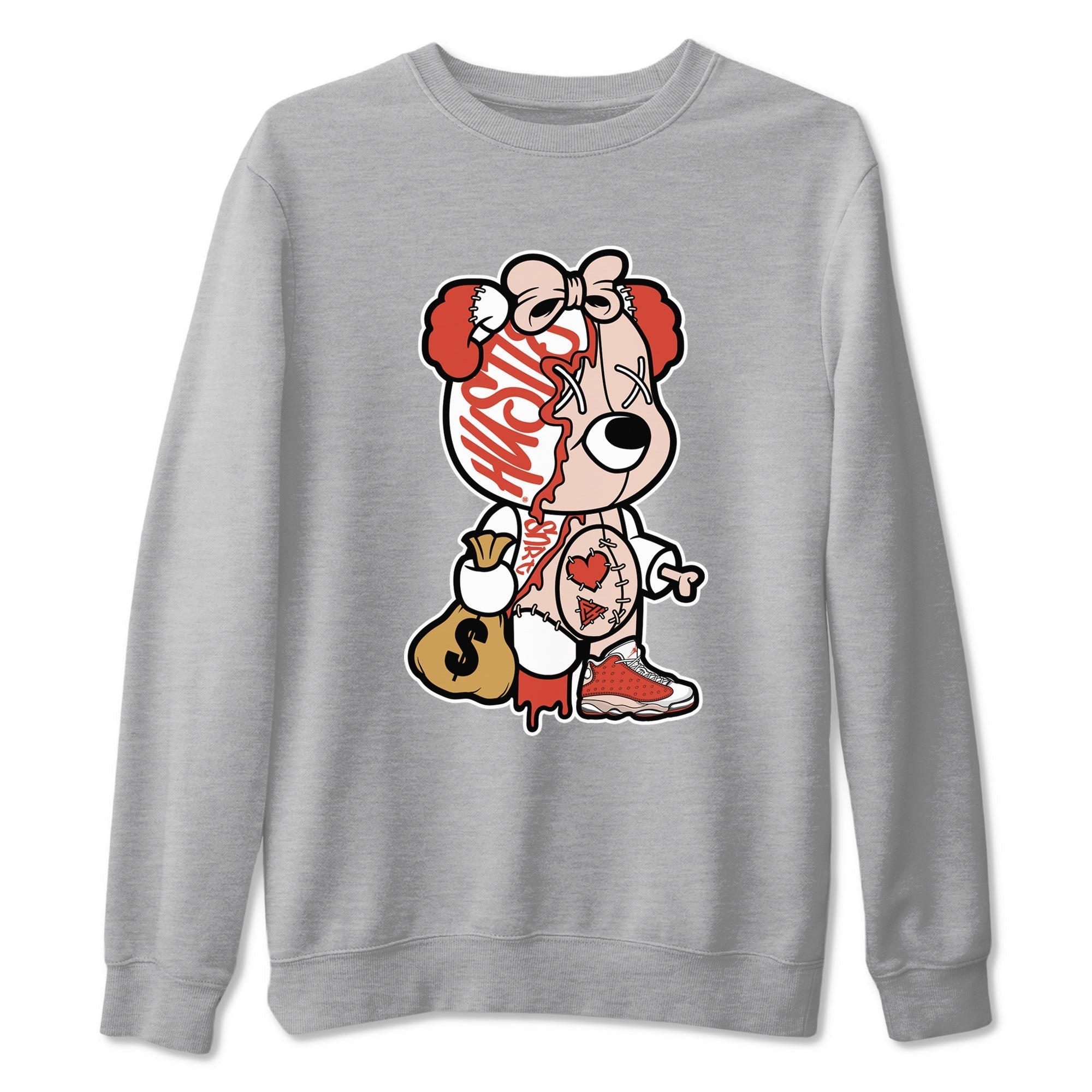 Stitched Hustle Bear snkmatch Tees - Air Jordan 13 Dune Red