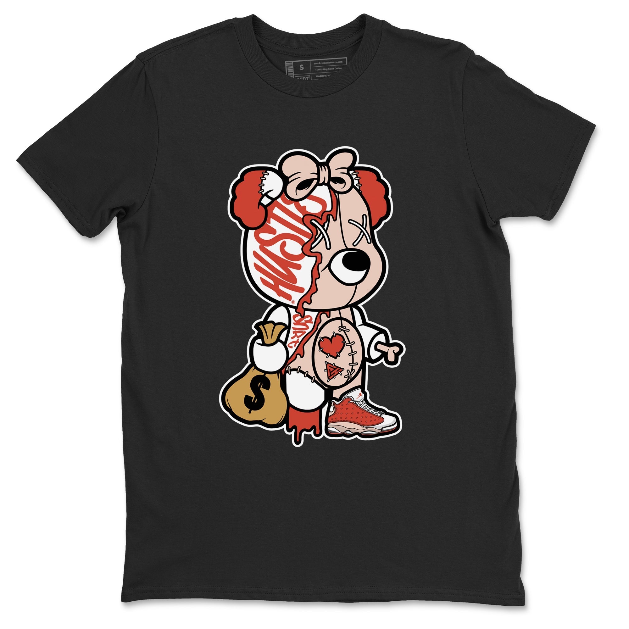 Stitched Hustle Bear snkmatch Tees - Air Jordan 13 Dune Red