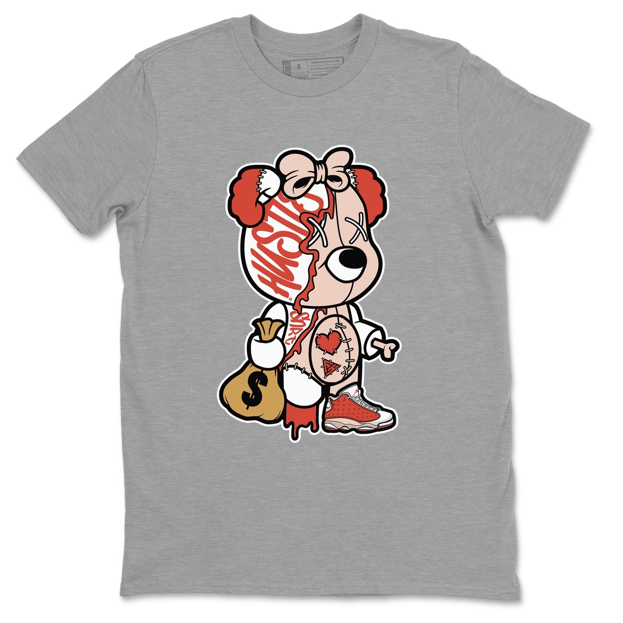 Stitched Hustle Bear snkmatch Tees - Air Jordan 13 Dune Red