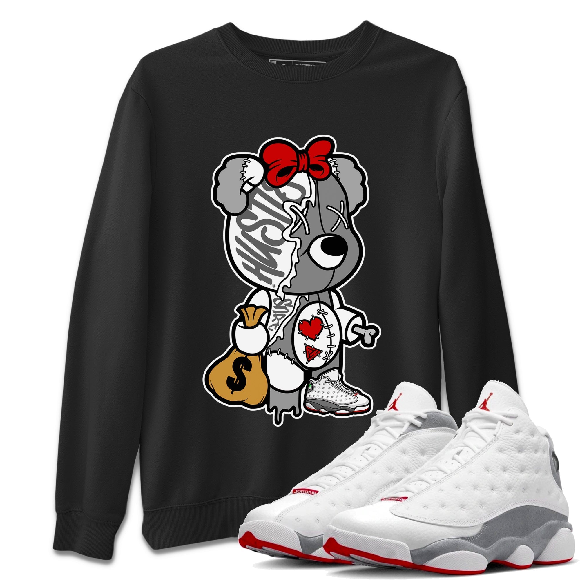 Stitched Hustle Bear Unisex Tops - Air Jordan 13 Wolf Grey