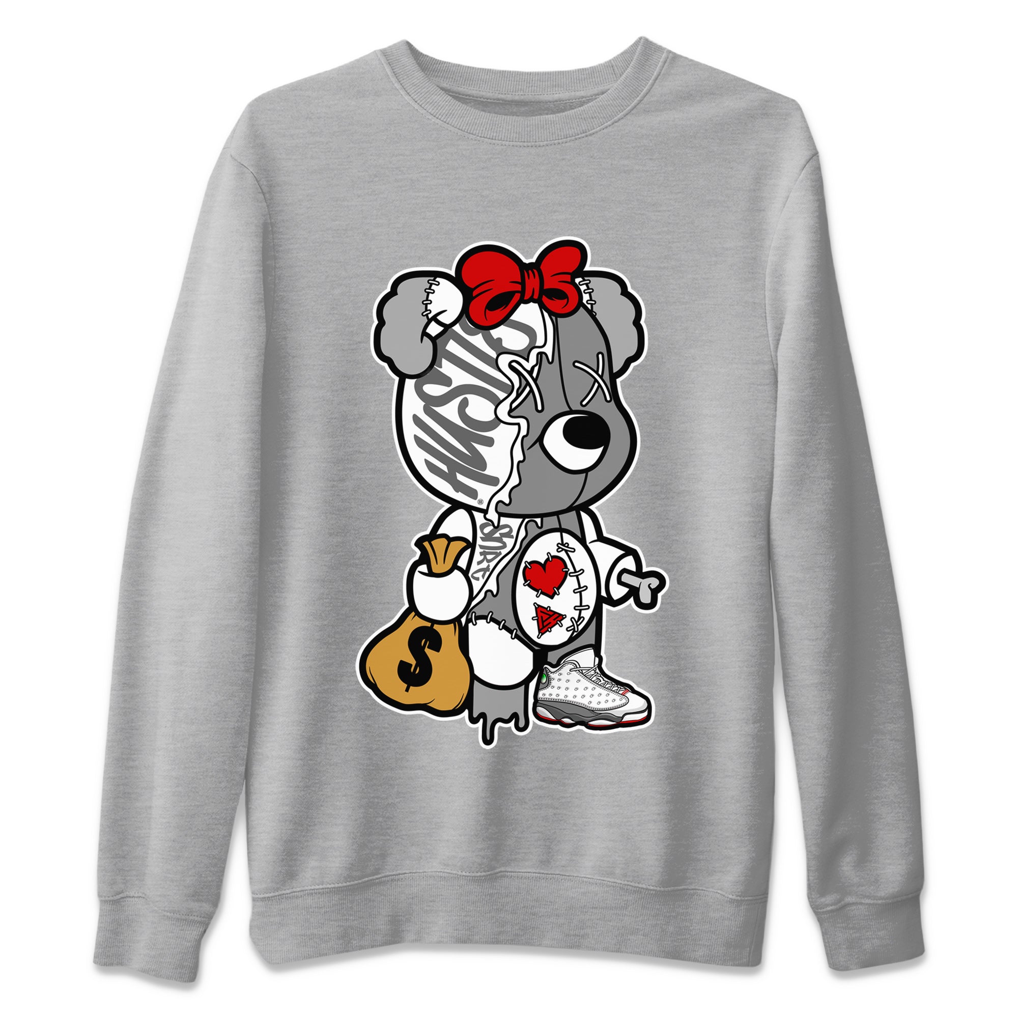 Stitched Hustle Bear Unisex Tops - Air Jordan 13 Wolf Grey