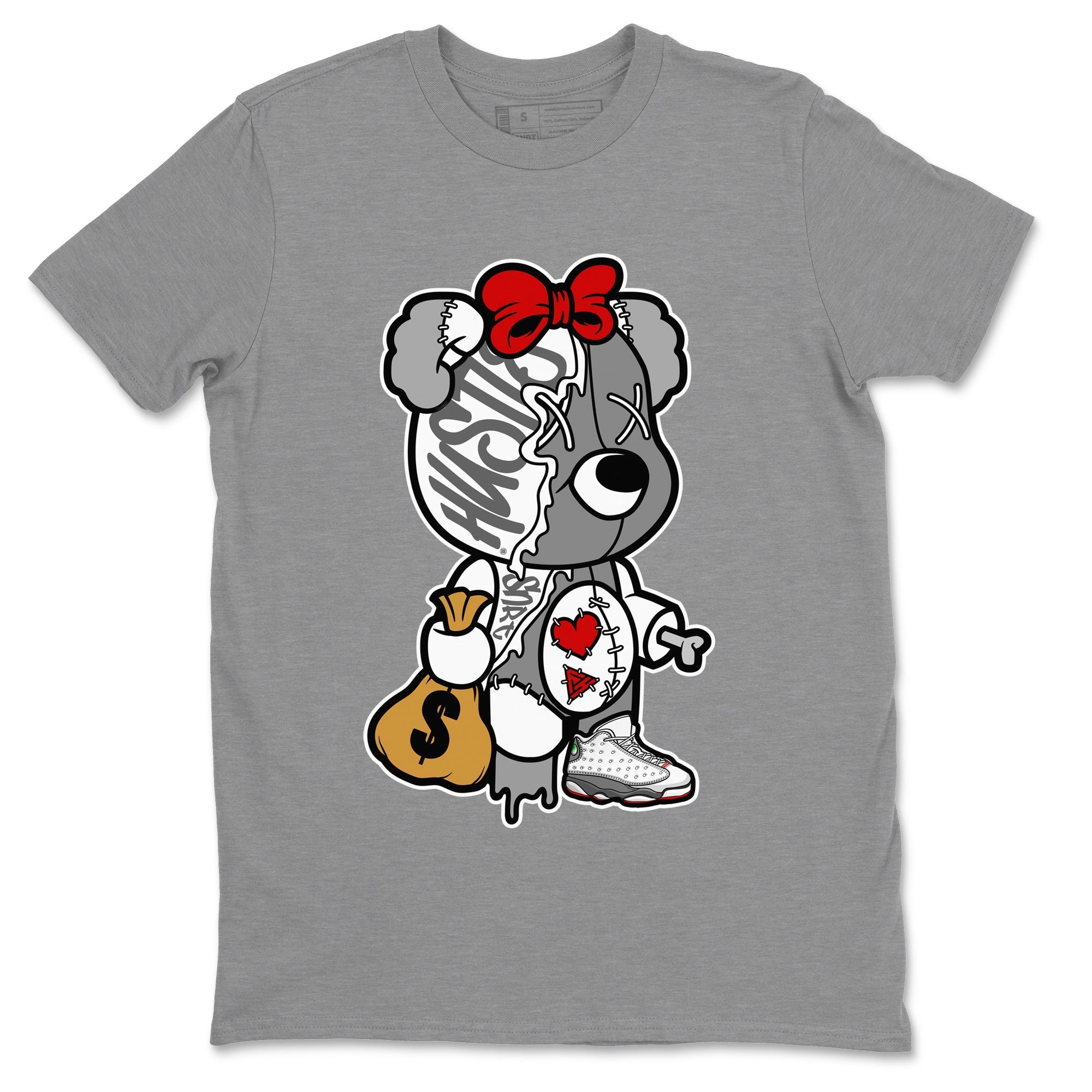 Stitched Hustle Bear Unisex Tops - Air Jordan 13 Wolf Grey