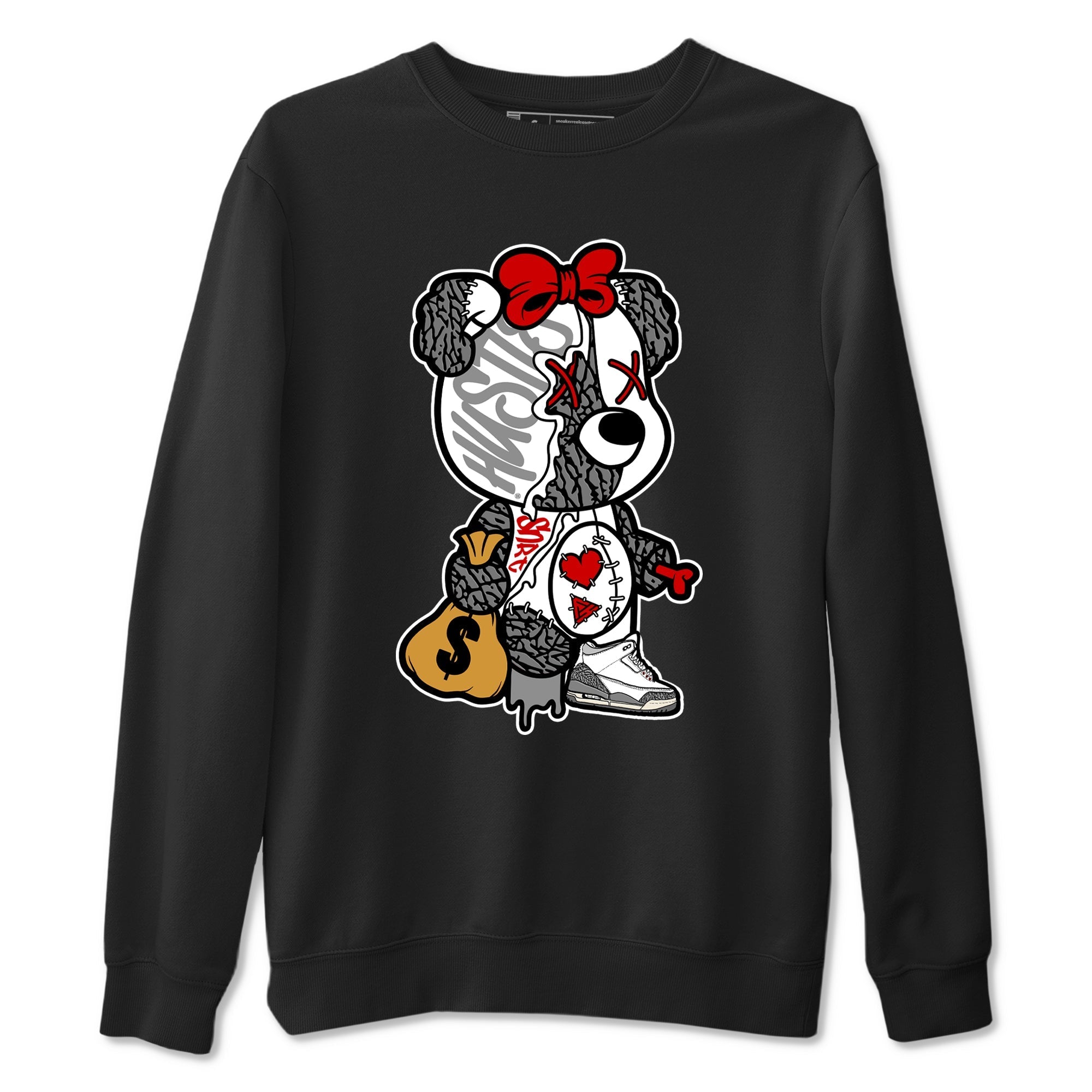 Stitched Hustle Bear snkmatch Tees - Air Jordan 3 Cement Grey