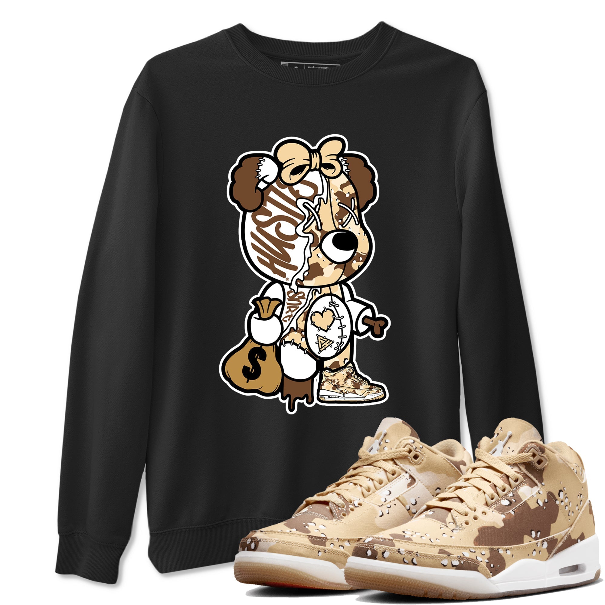Stitched Hustle Bear snkmatch Tees - Air Jordan 3 Desert Camo