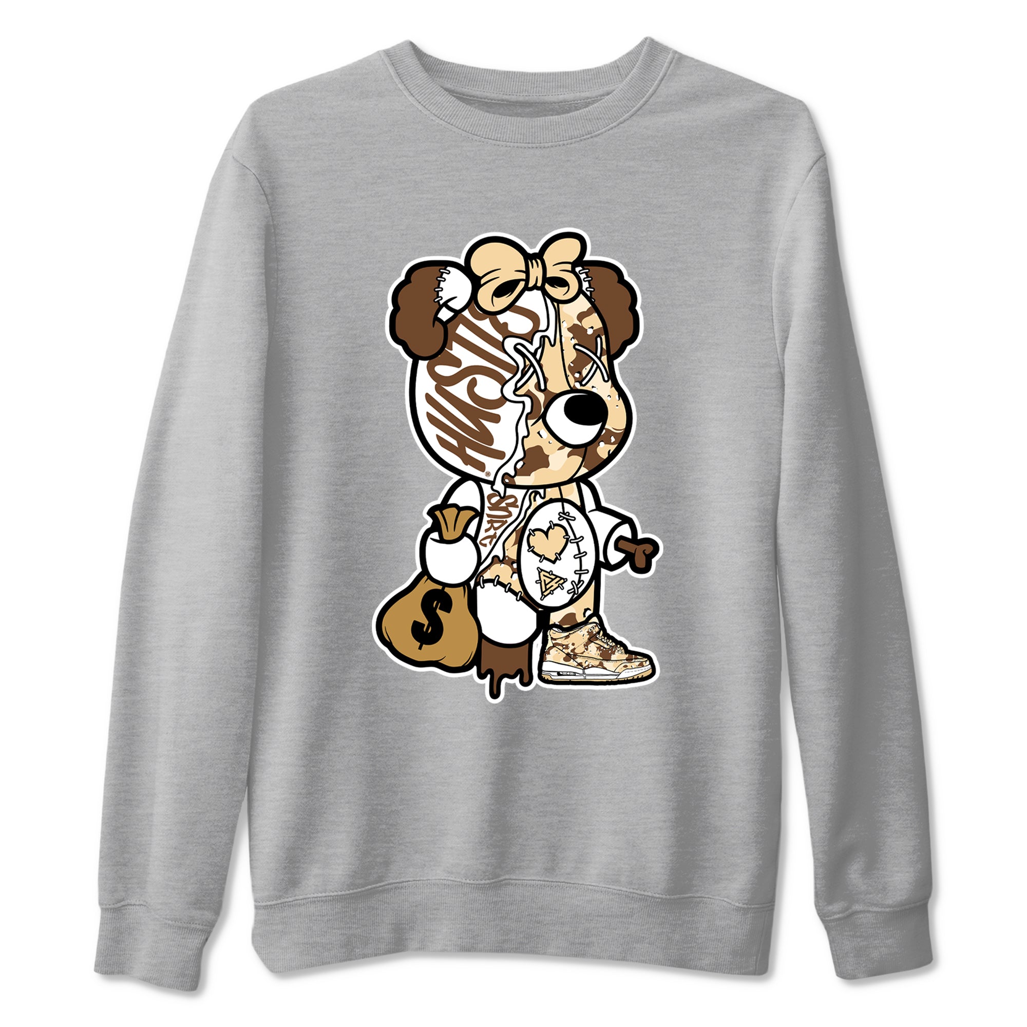 Stitched Hustle Bear snkmatch Tees - Air Jordan 3 Desert Camo