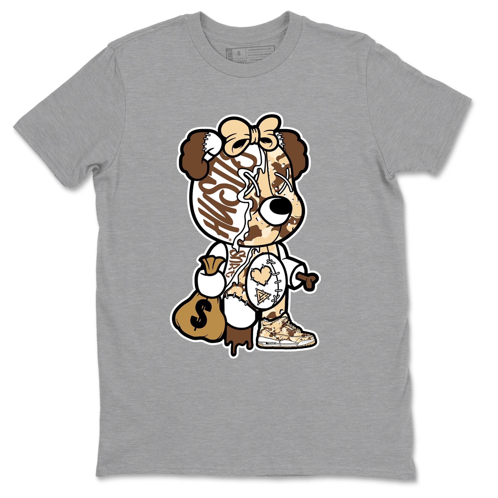 Stitched Hustle Bear snkmatch Tees - Air Jordan 3 Desert Camo