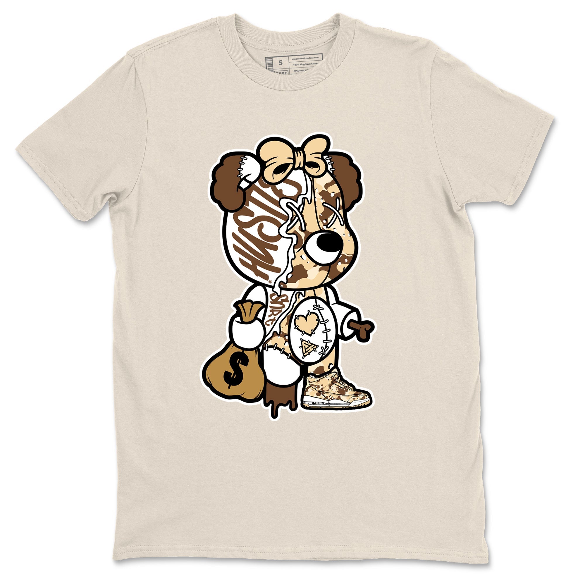 Stitched Hustle Bear snkmatch Tees - Air Jordan 3 Desert Camo