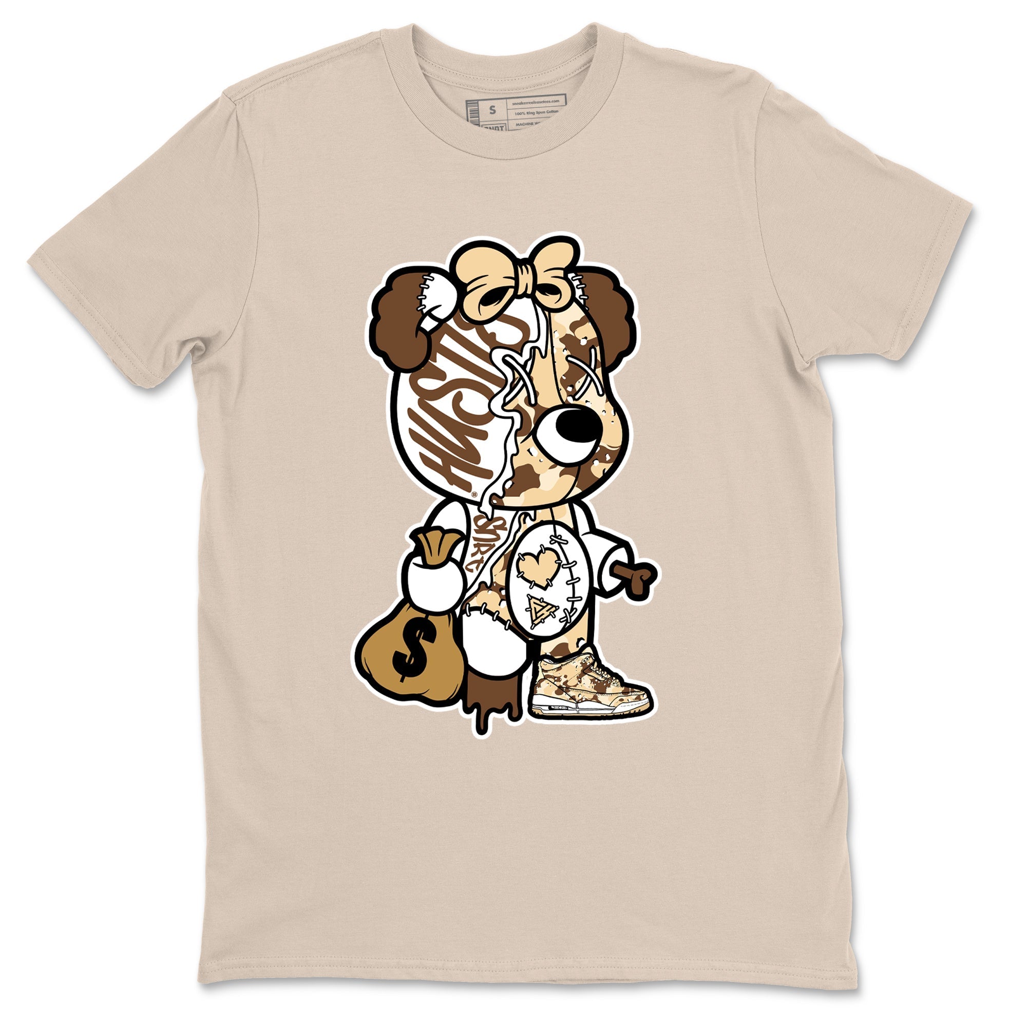Stitched Hustle Bear snkmatch Tees - Air Jordan 3 Desert Camo