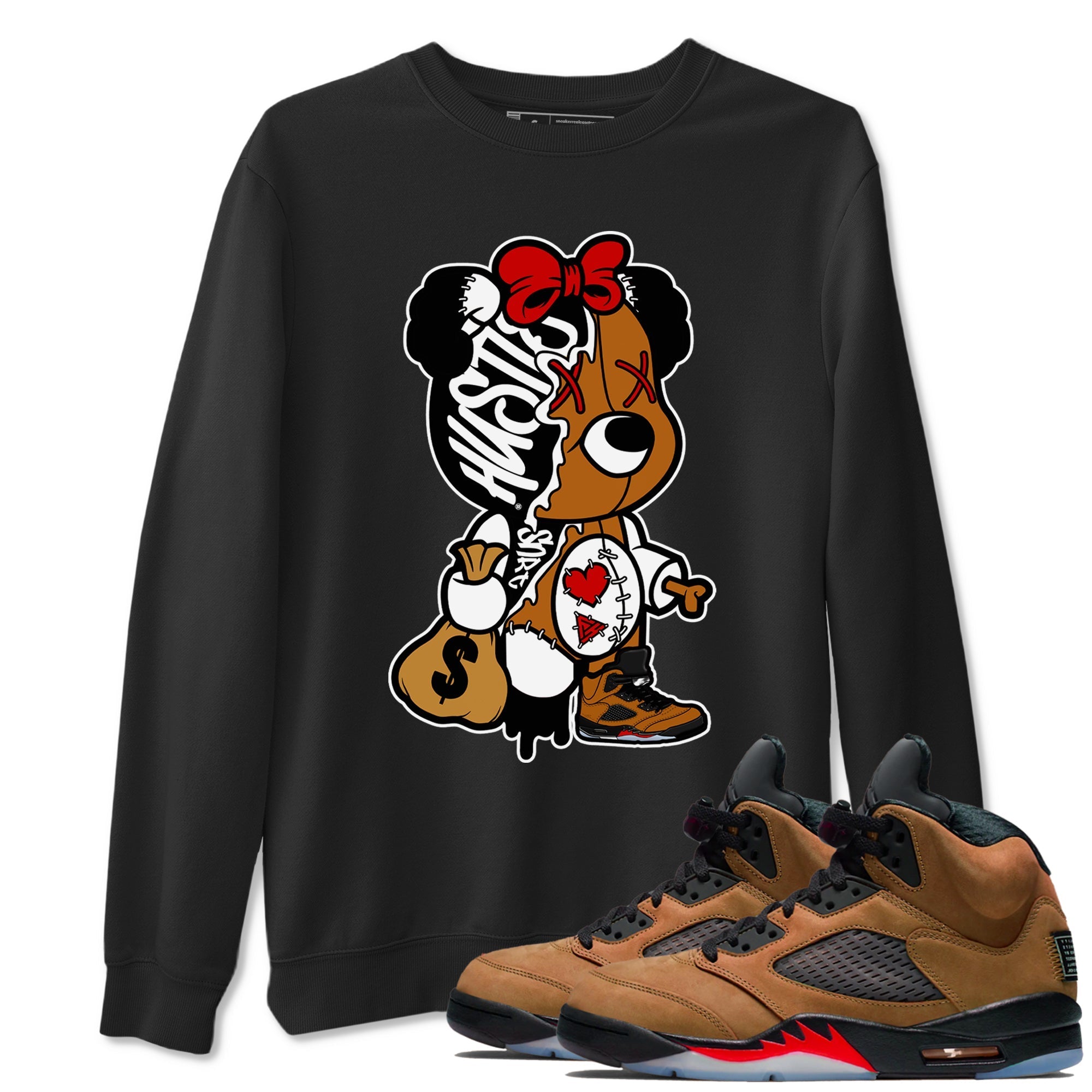 Stitched Hustle Bear snkmatch Tees - Air Jordan 5 Archaeo Brown