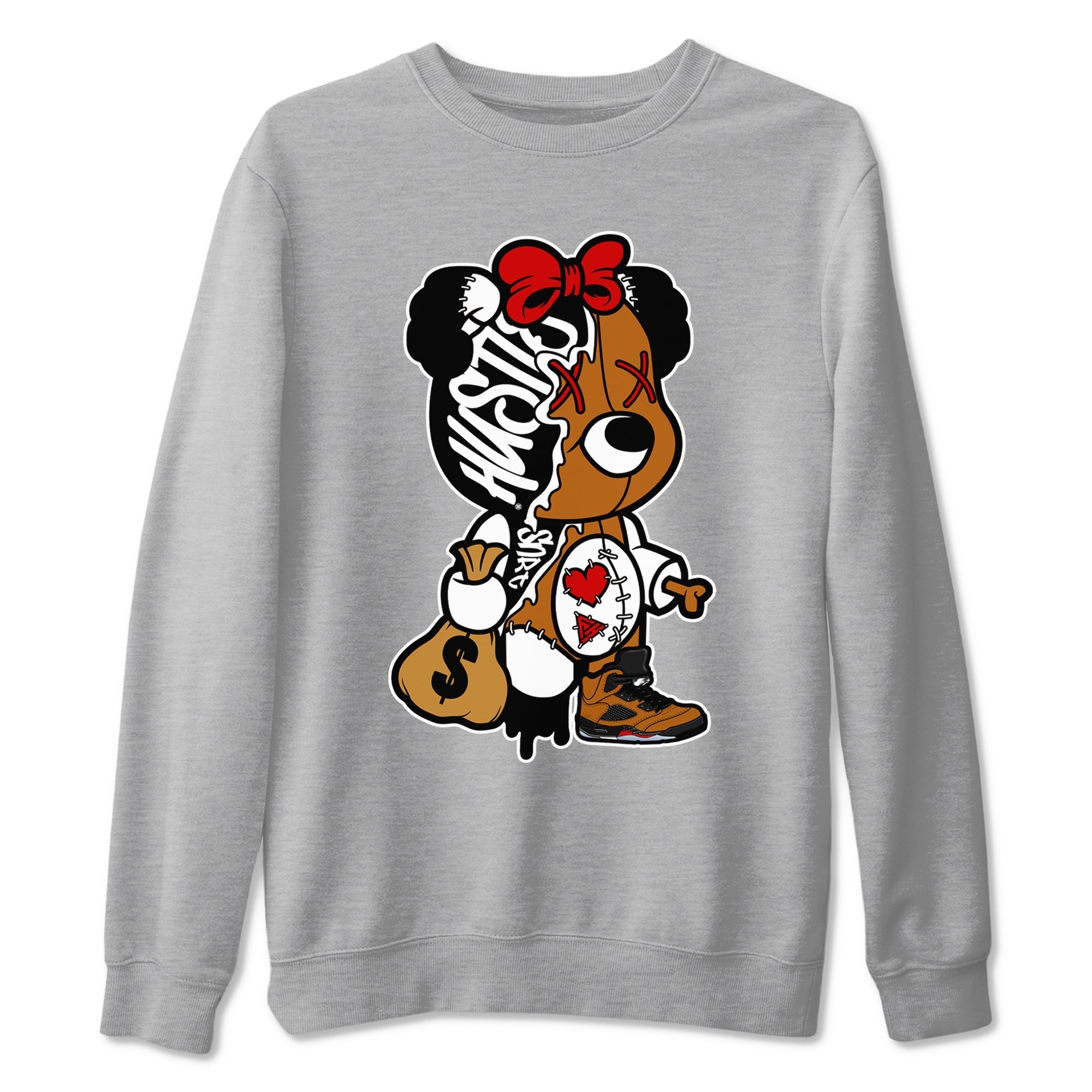 Stitched Hustle Bear snkmatch Tees - Air Jordan 5 Archaeo Brown