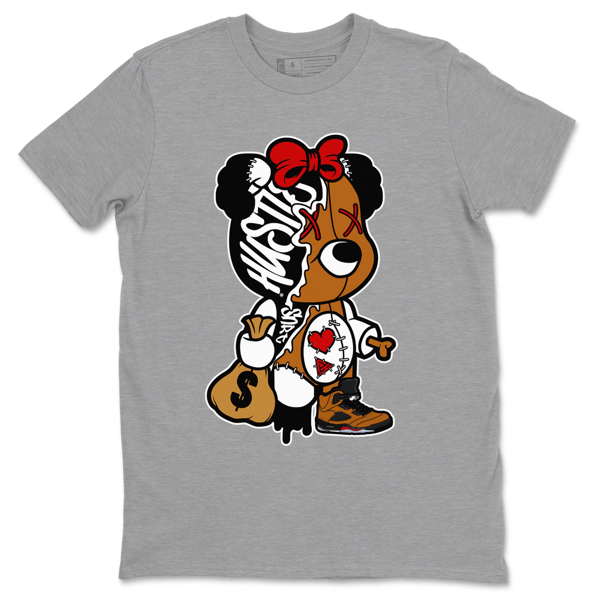 Stitched Hustle Bear snkmatch Tees - Air Jordan 5 Archaeo Brown