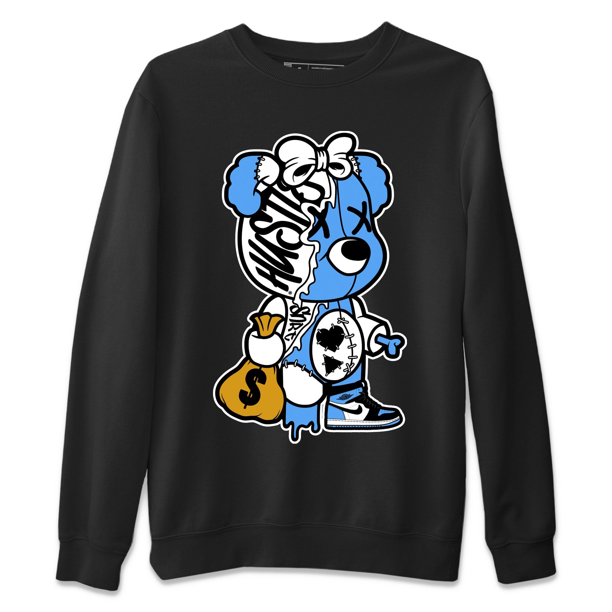 Stitched Hustle Bear snkmatch Tee - Air Jordan 1 UNC Toe