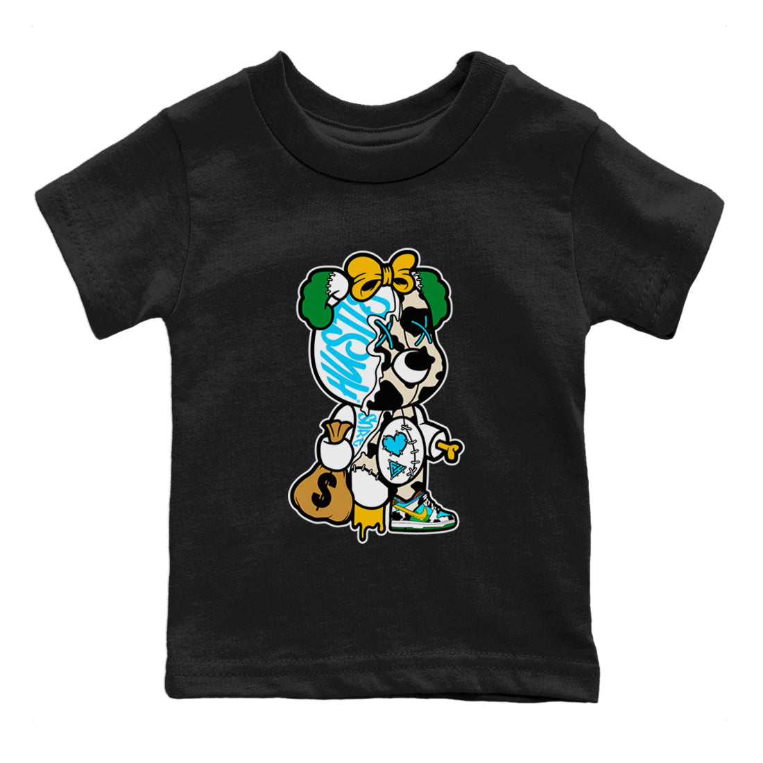 Stitched Hustle Bear Kids Tops - Dunk Chunky Dunky