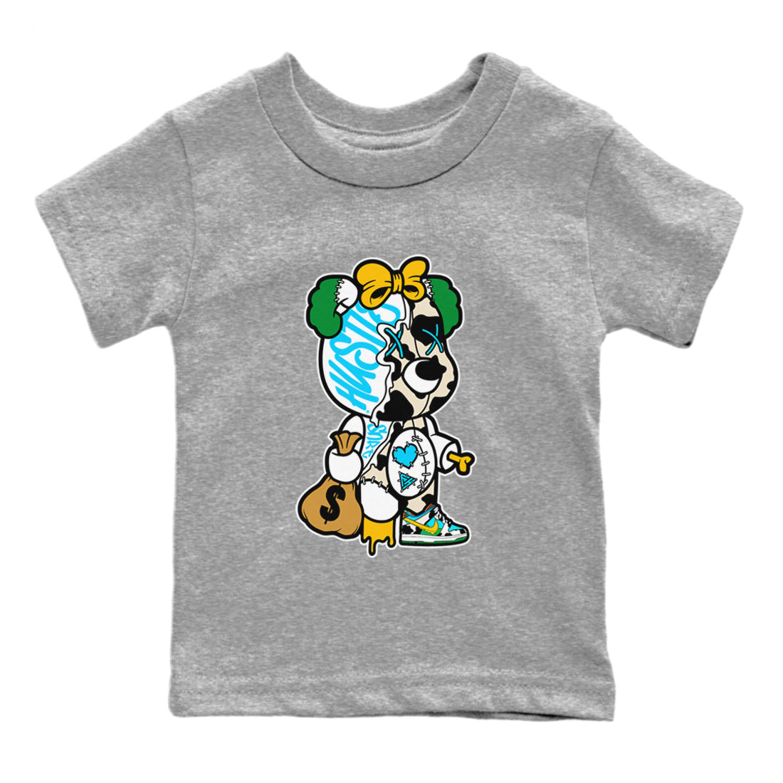 Stitched Hustle Bear Kids Tops - Dunk Chunky Dunky