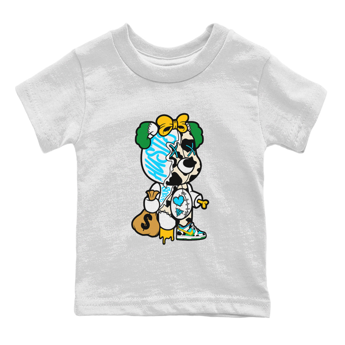 Stitched Hustle Bear Kids Tops - Dunk Chunky Dunky