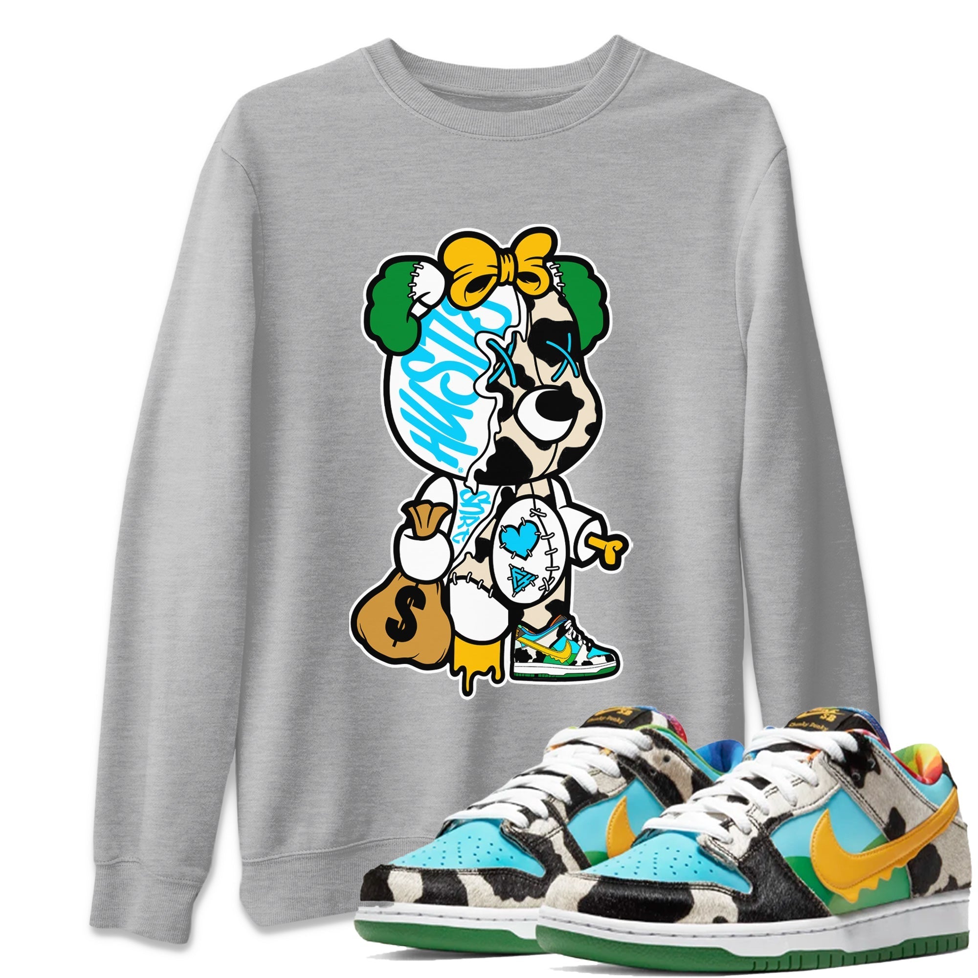 Stitched Hustle Bear Unisex Tops - Dunk Chunky Dunky