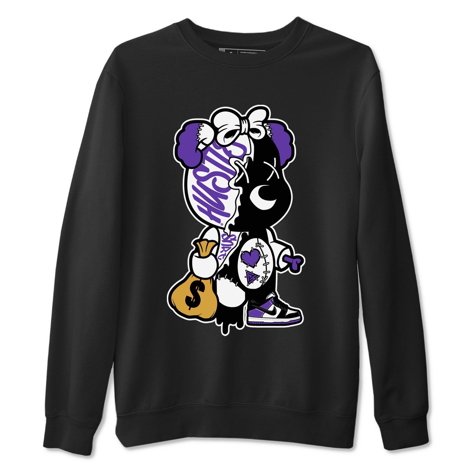 Stitched Hustle Bear snkmatch Tees - Dunk Low Court Purple