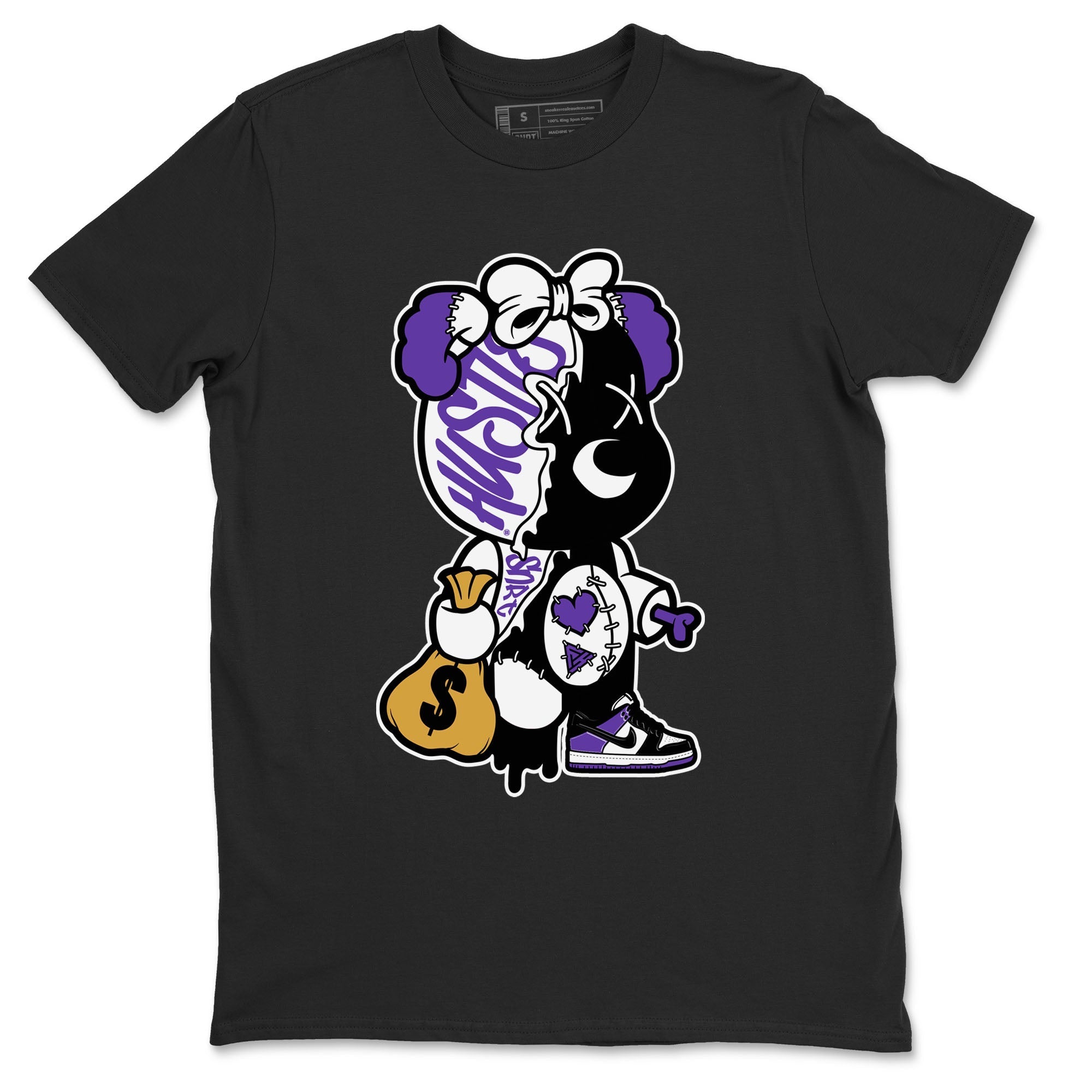 Stitched Hustle Bear snkmatch Tees - Dunk Low Court Purple