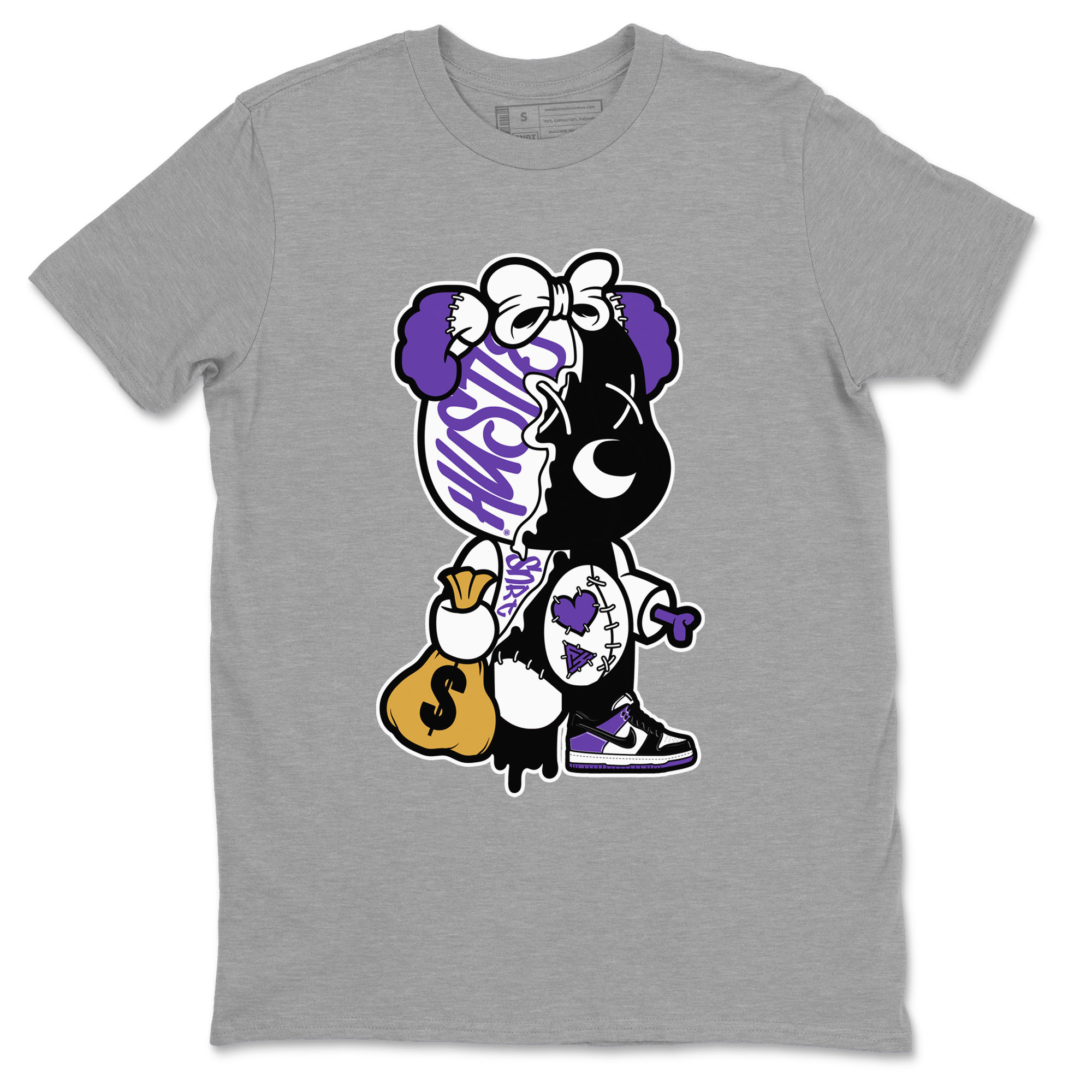 Stitched Hustle Bear snkmatch Tees - Dunk Low Court Purple