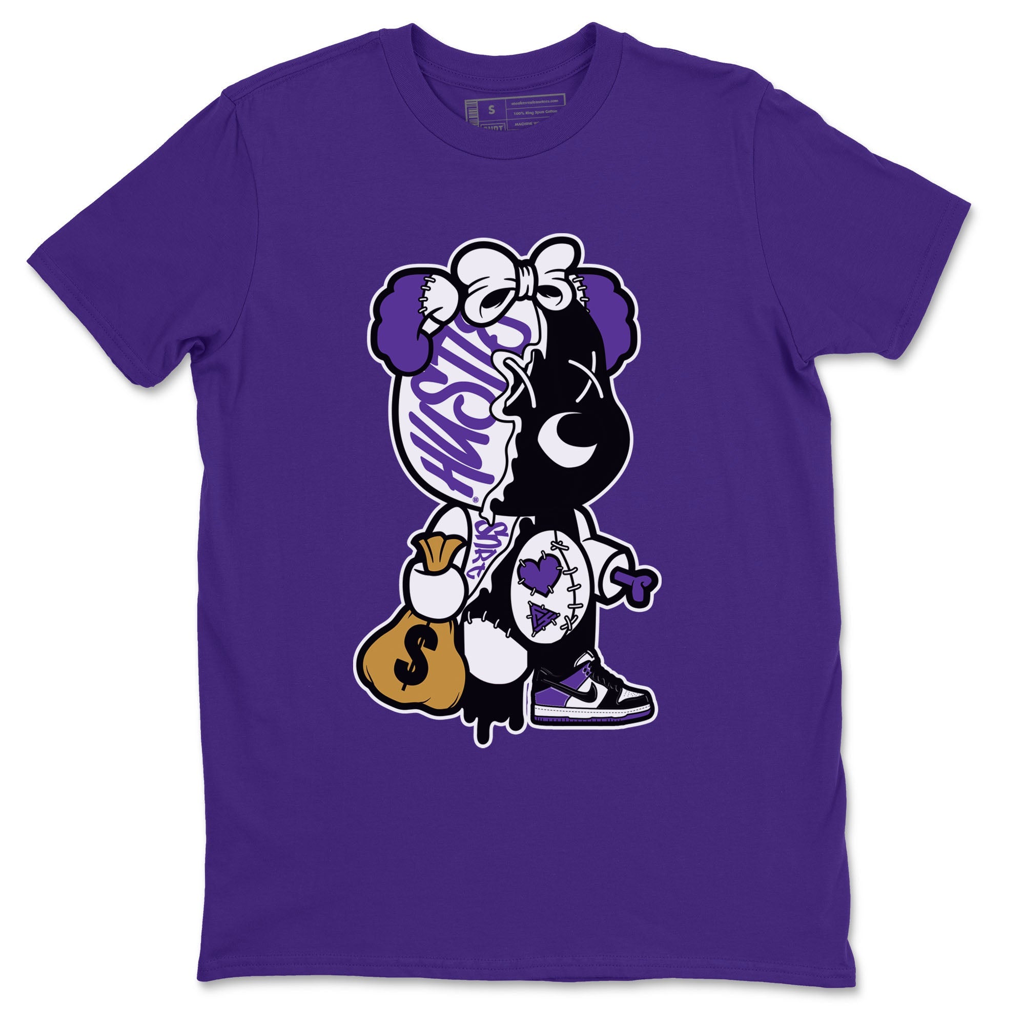 Stitched Hustle Bear snkmatch Tees - Dunk Low Court Purple