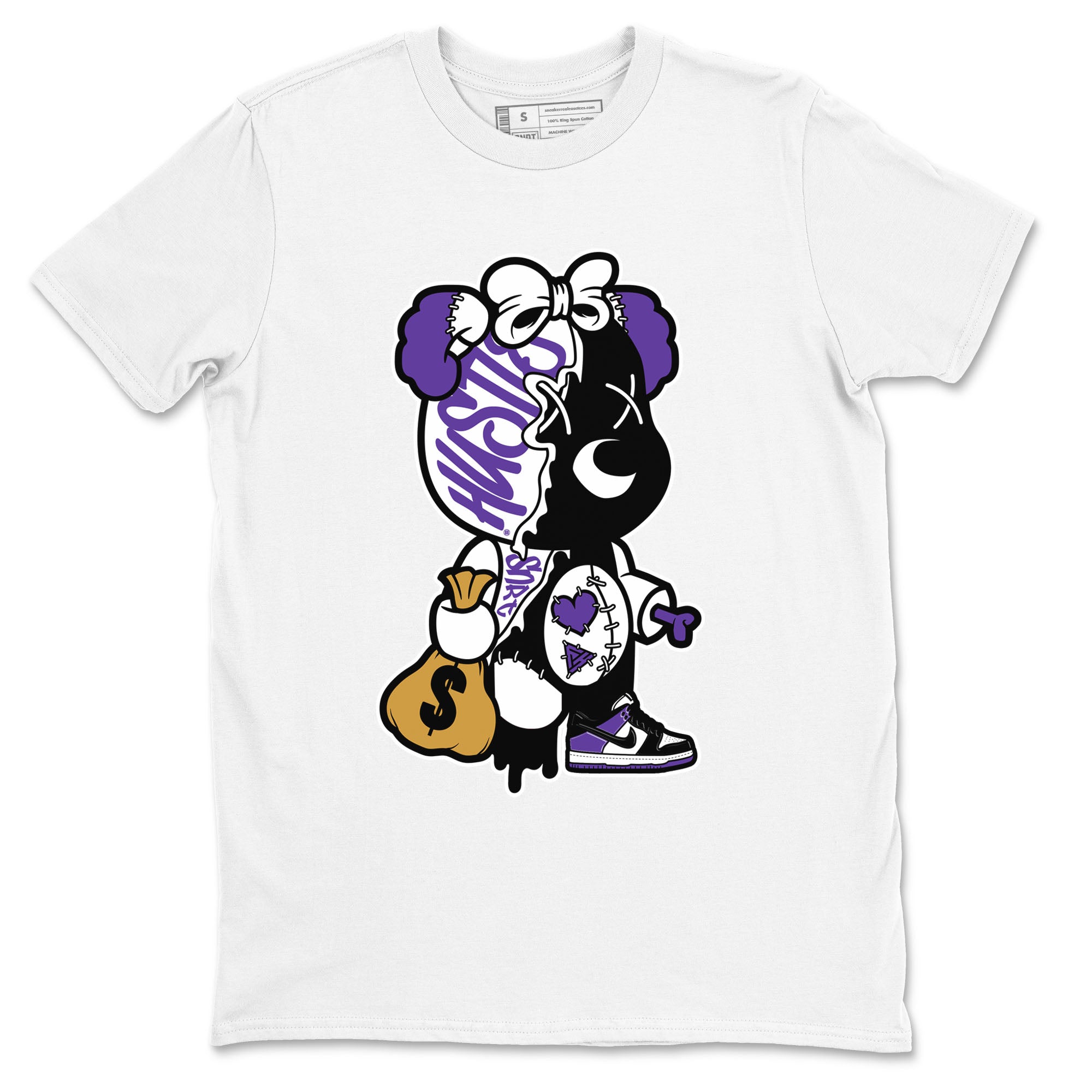Stitched Hustle Bear snkmatch Tees - Dunk Low Court Purple