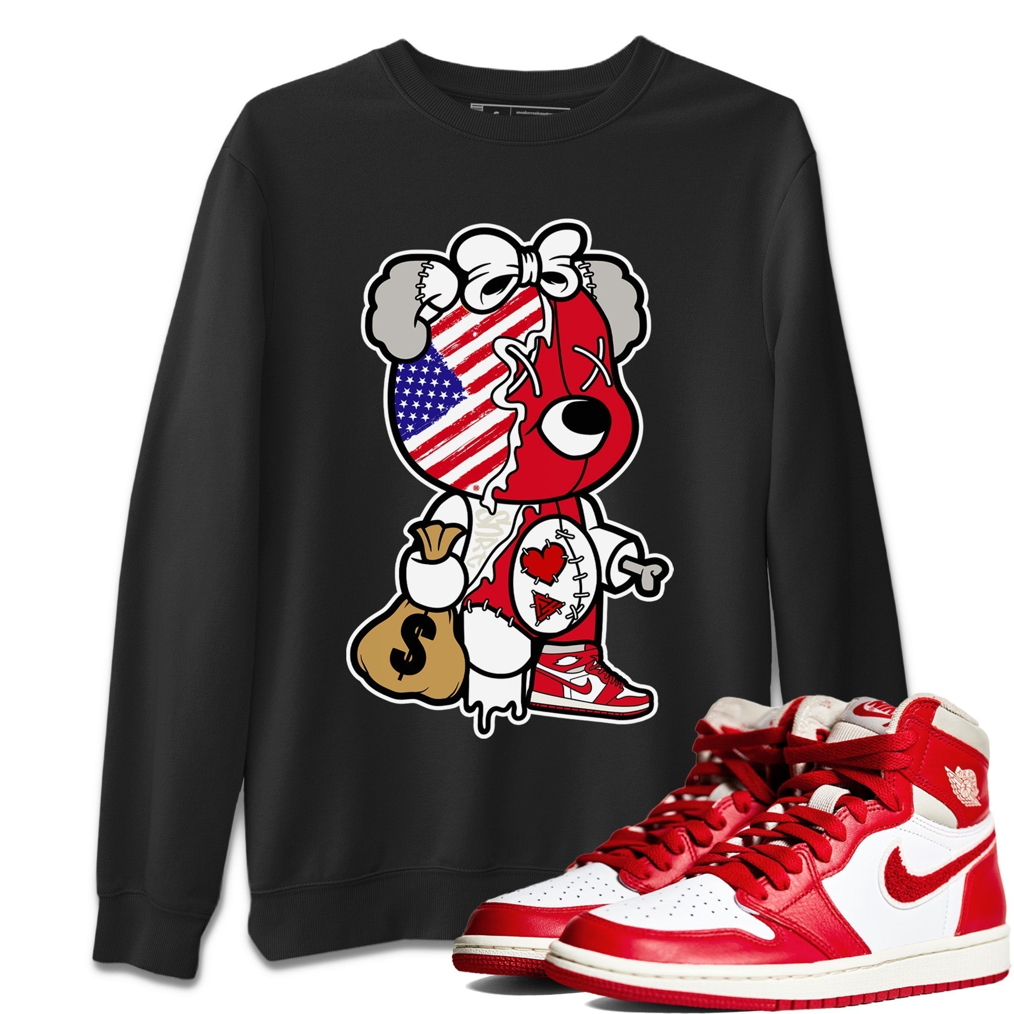 Stitched Hustle Bear Unisex Tops - Air Jordan 1 Newstalgia