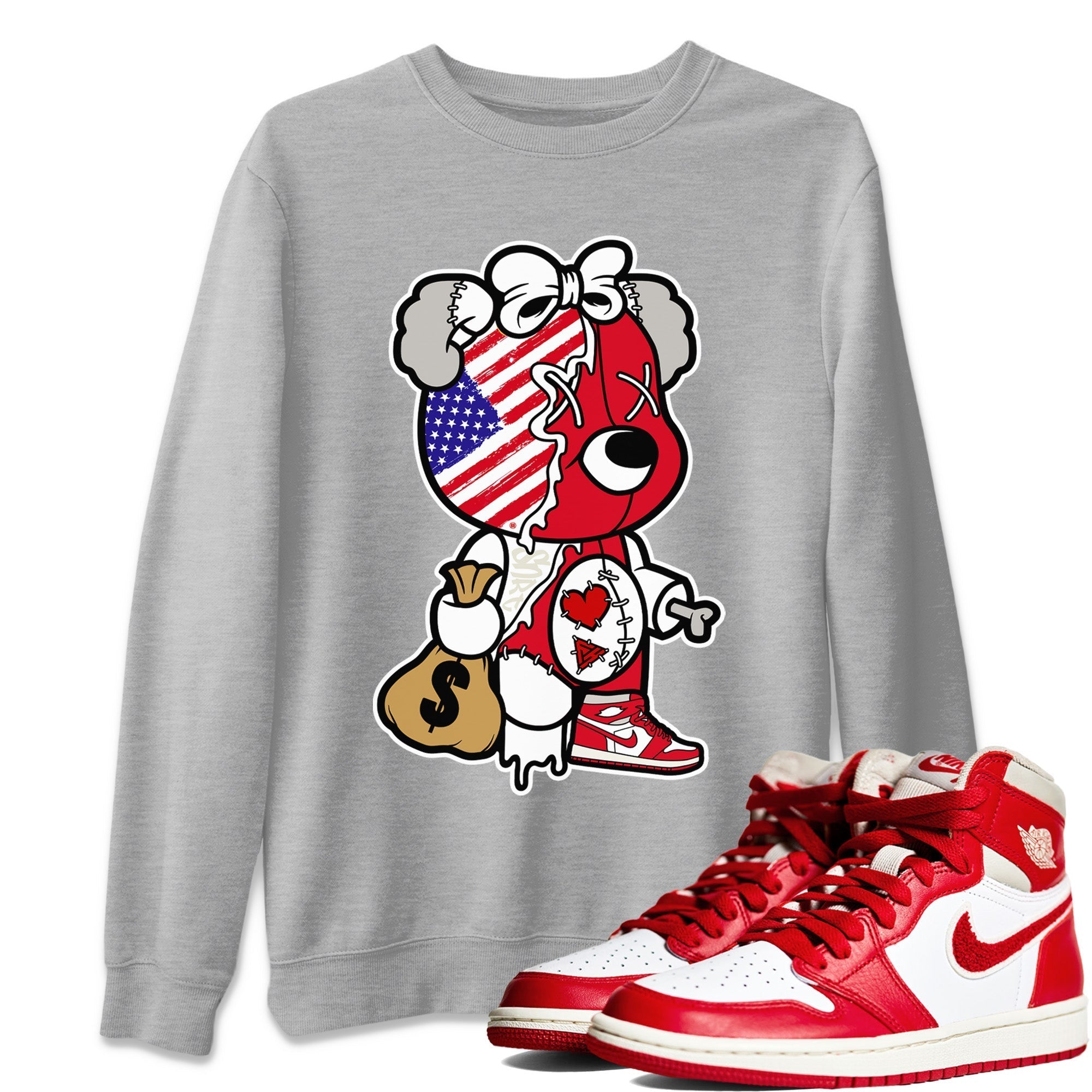 Stitched Hustle Bear Unisex Tops - Air Jordan 1 Newstalgia