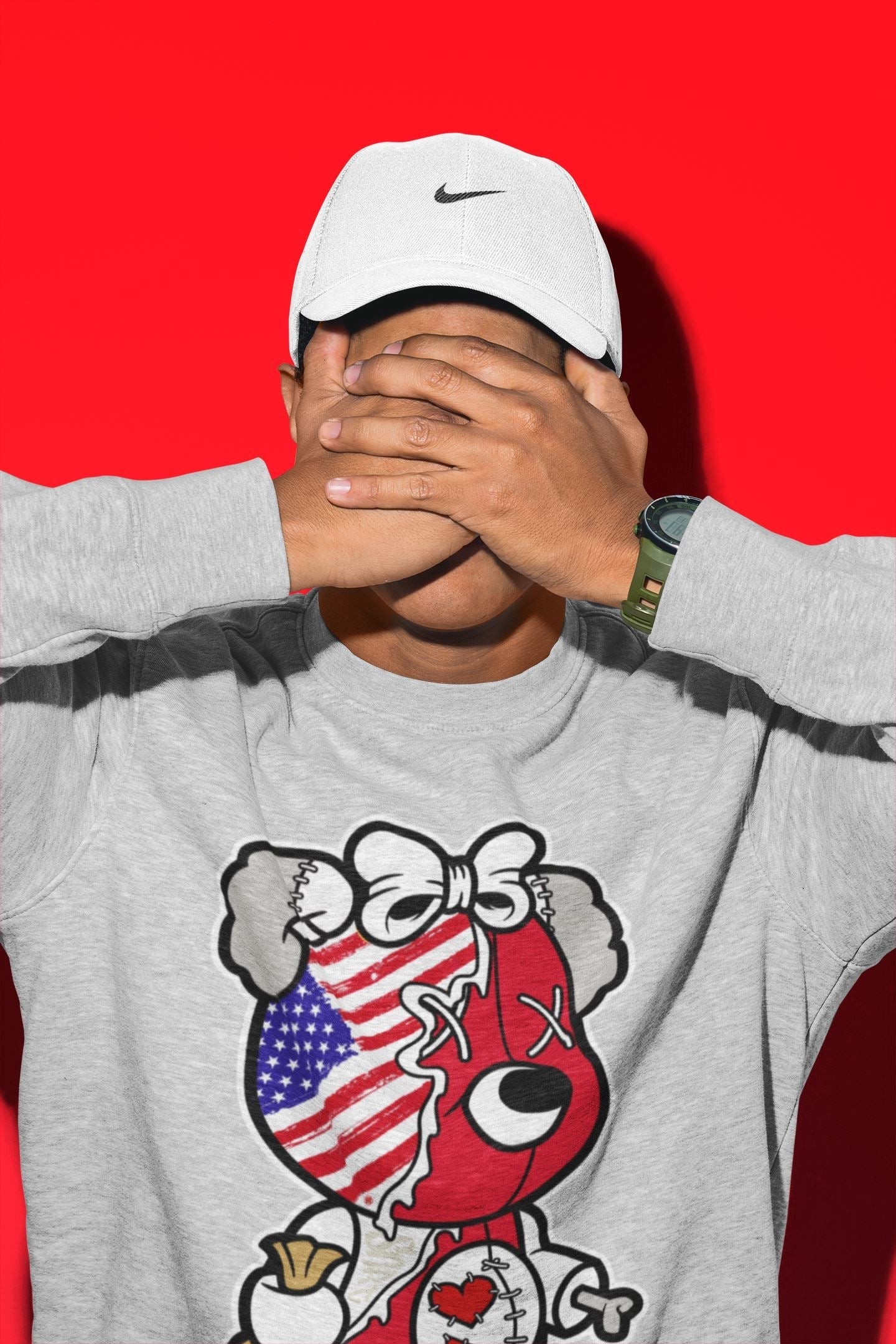 Stitched Hustle Bear Unisex Tops - Air Jordan 1 Newstalgia