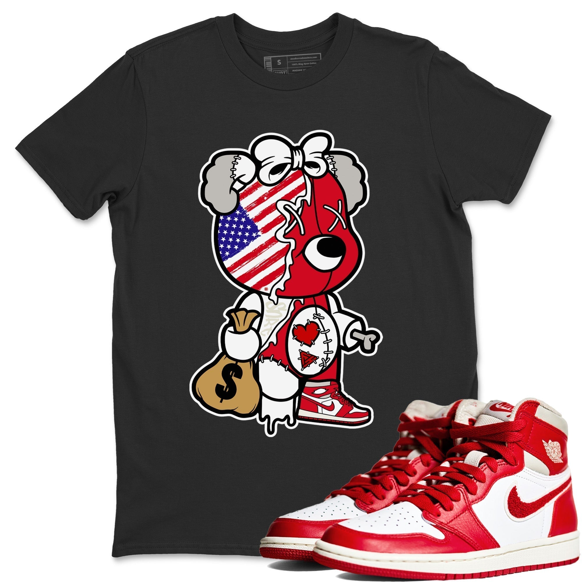 Stitched Hustle Bear Unisex Tops - Air Jordan 1 Newstalgia