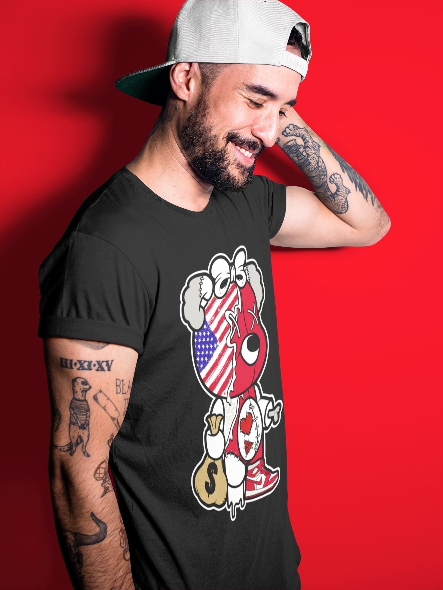 Stitched Hustle Bear Unisex Tops - Air Jordan 1 Newstalgia