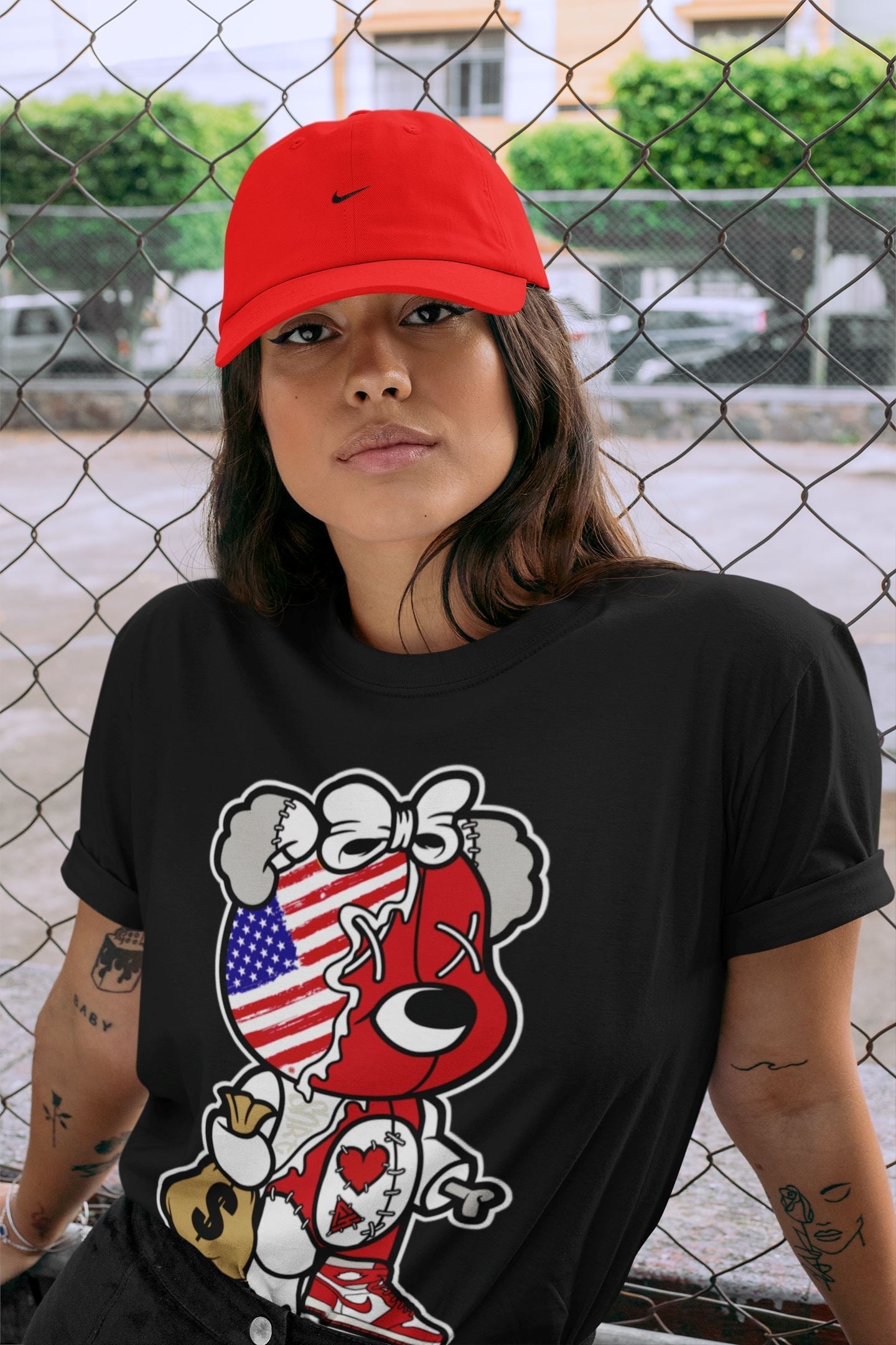 Stitched Hustle Bear Unisex Tops - Air Jordan 1 Newstalgia