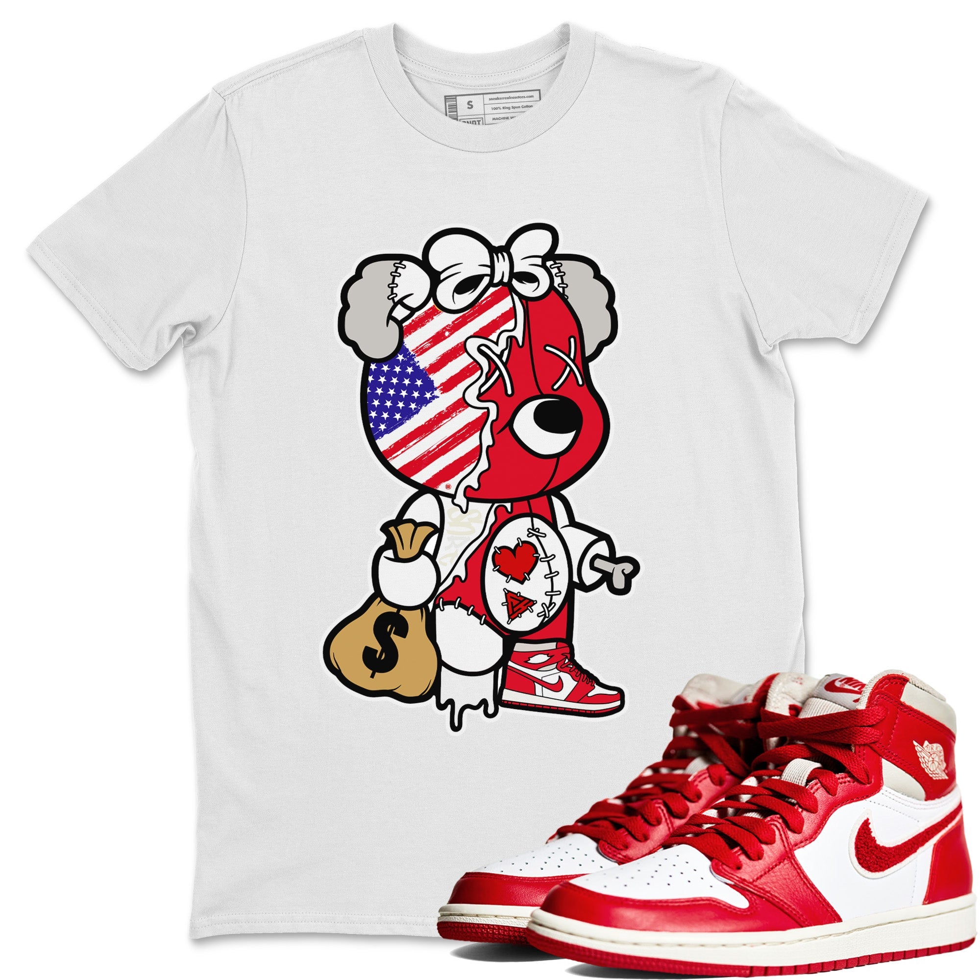 Stitched Hustle Bear Unisex Tops - Air Jordan 1 Newstalgia