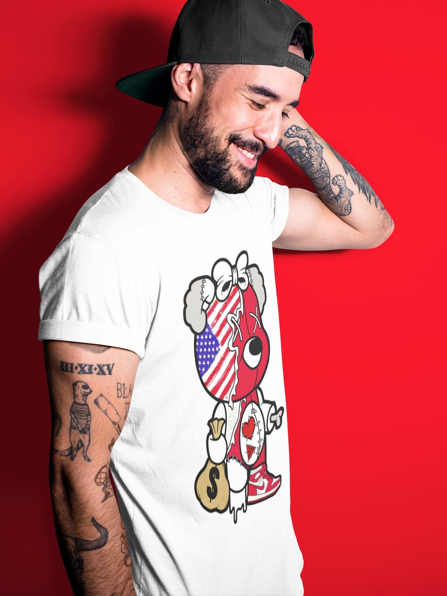 Stitched Hustle Bear Unisex Tops - Air Jordan 1 Newstalgia