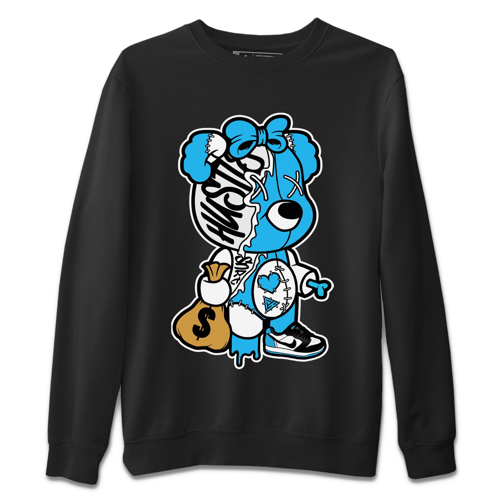 Stitched Hustle Bear Unisex Tops - Air Jordan 1 Powder Blue