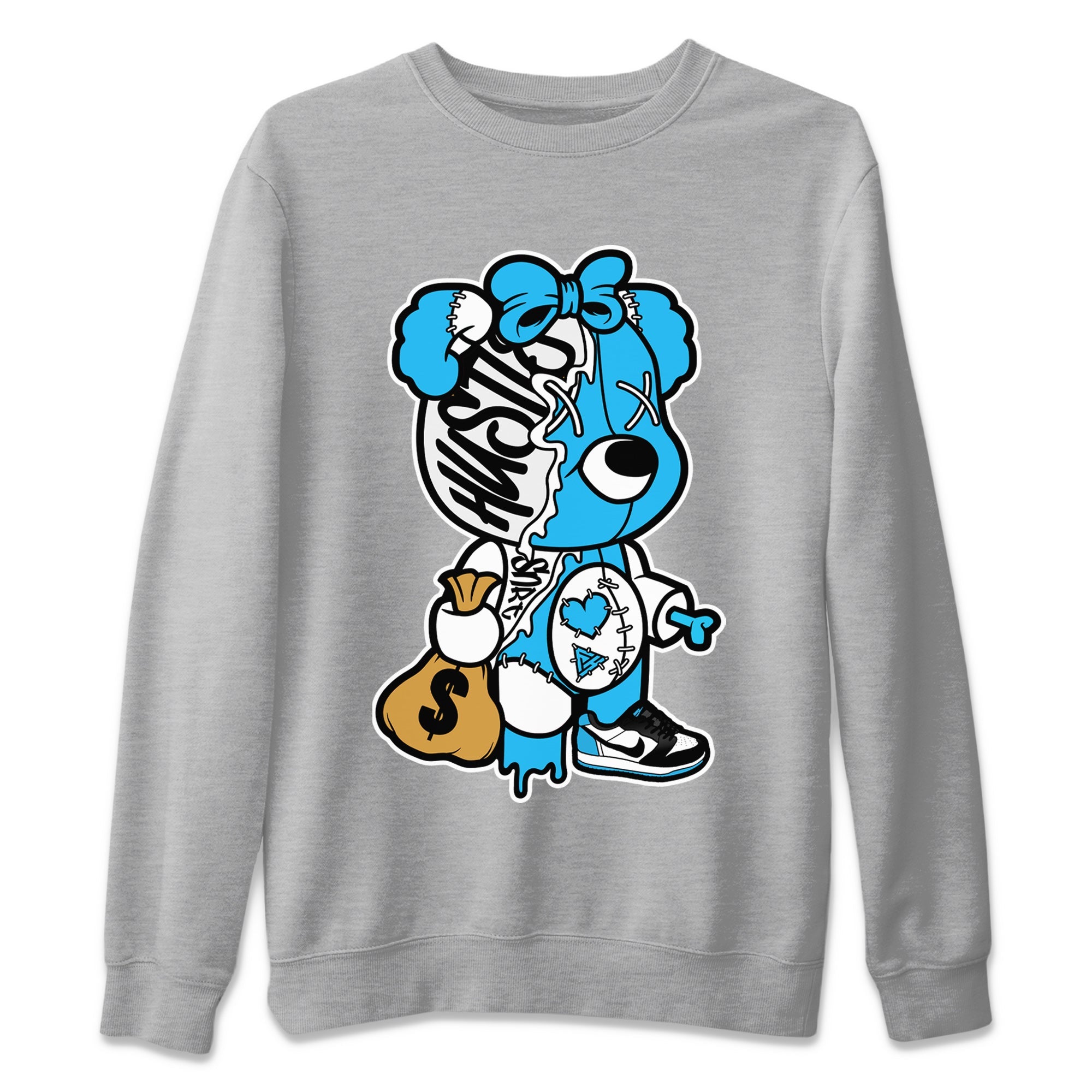 Stitched Hustle Bear Unisex Tops - Air Jordan 1 Powder Blue