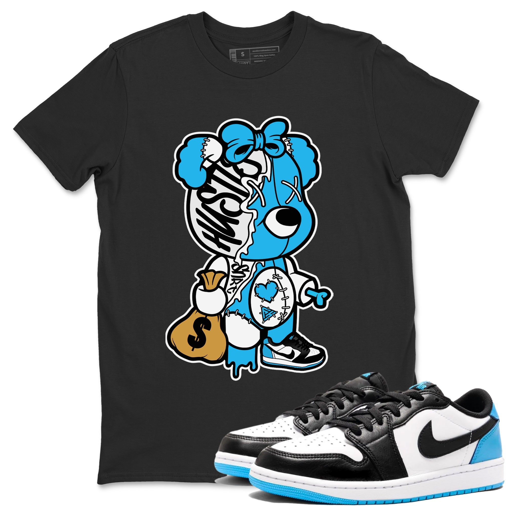 Stitched Hustle Bear Unisex Tops - Air Jordan 1 Powder Blue
