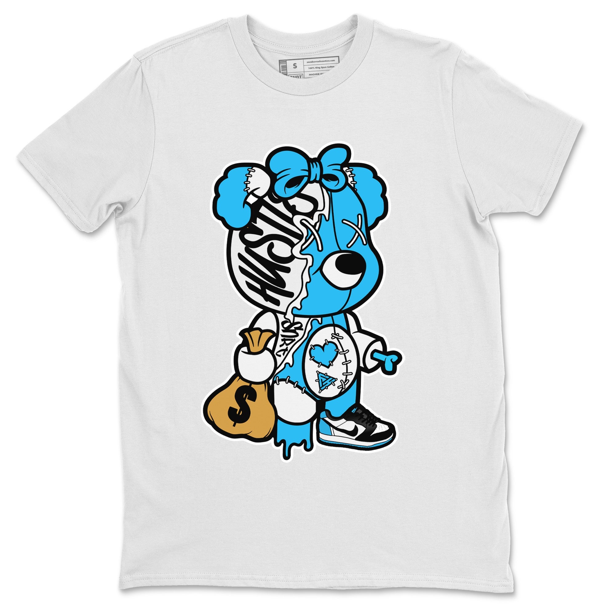 Stitched Hustle Bear Unisex Tops - Air Jordan 1 Powder Blue