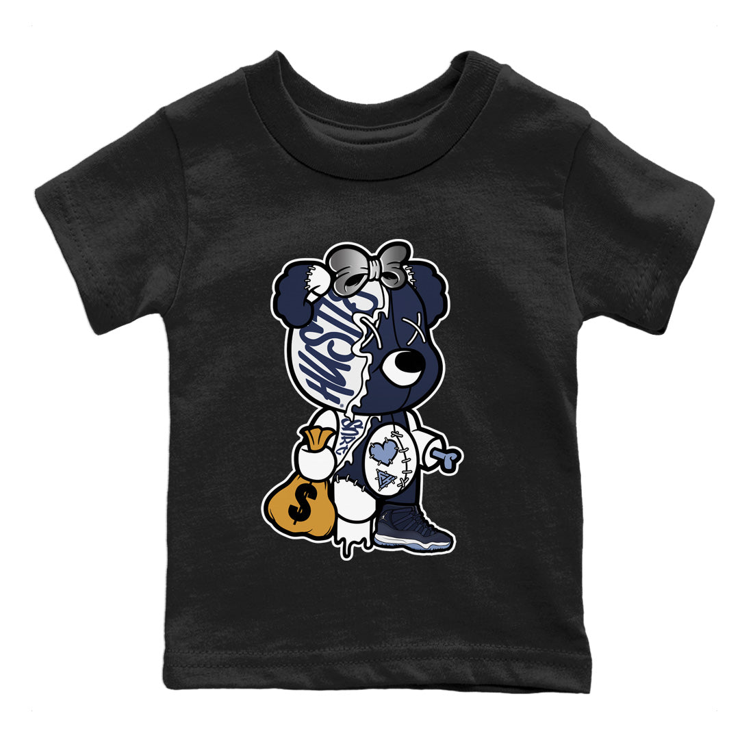 Stitched Hustle Bear Kids Tops - Air Jordan 11 Midnight Navy