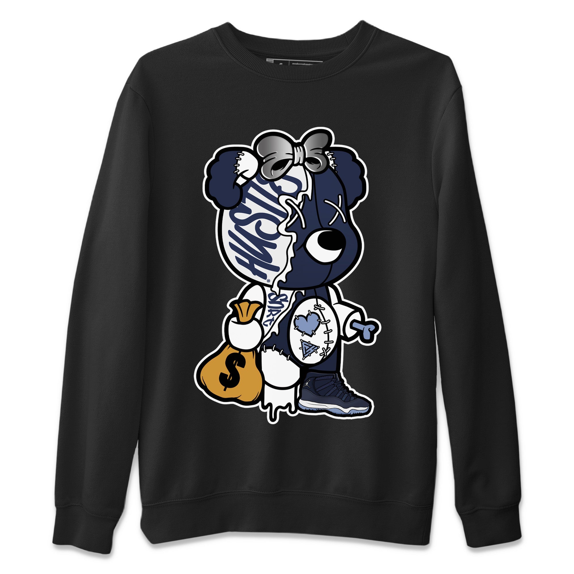 Stitched Hustle Bear Unisex Tops - Air Jordan 11 Midnight Navy